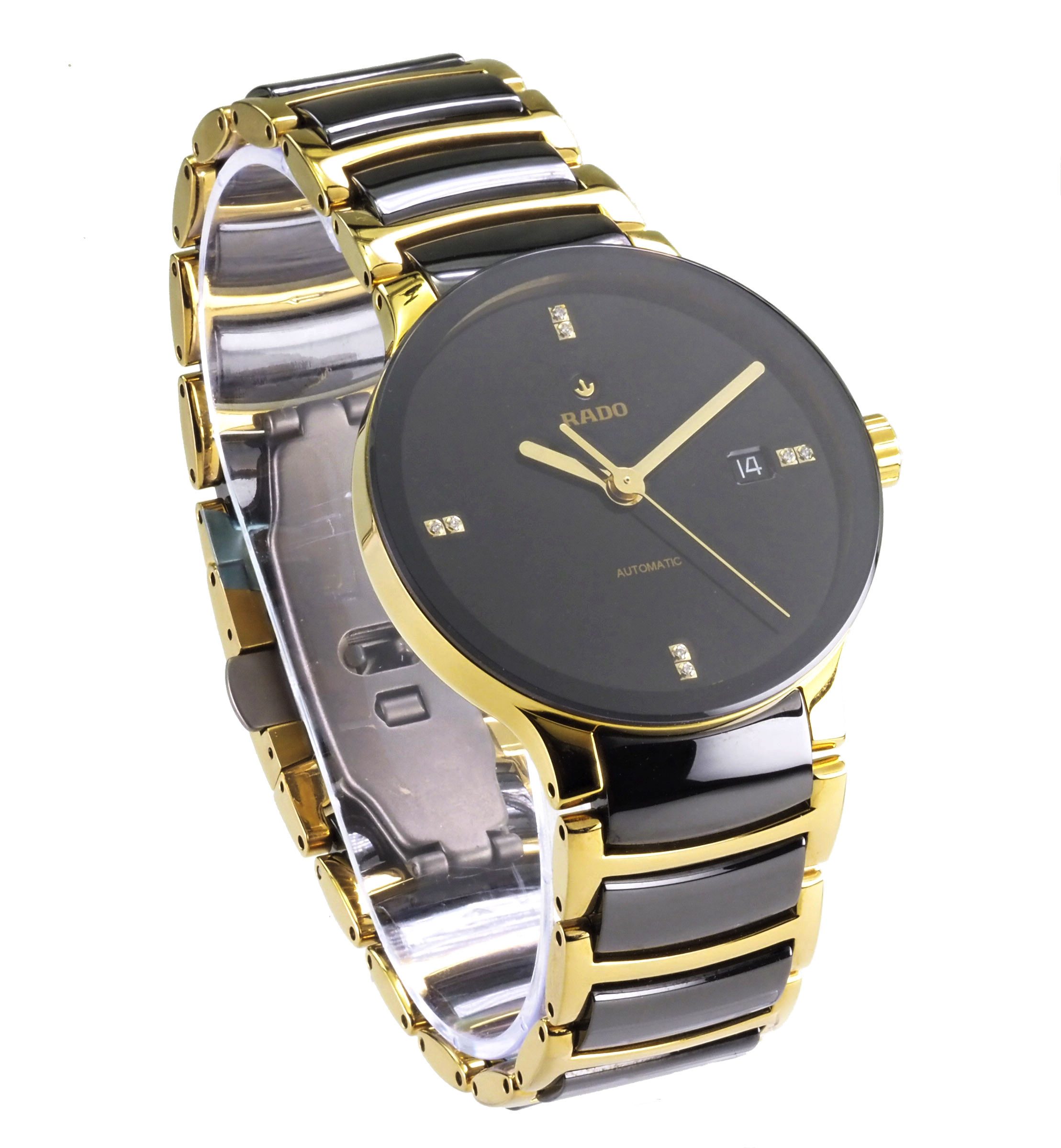 Rado Automatikuhr schweizer Unisex Uhr Ø 38 mm R30035712 Centrix Diamond Centrix Diamond, bis 80 Stunden Gangreserve, Keramikband, Diamanten