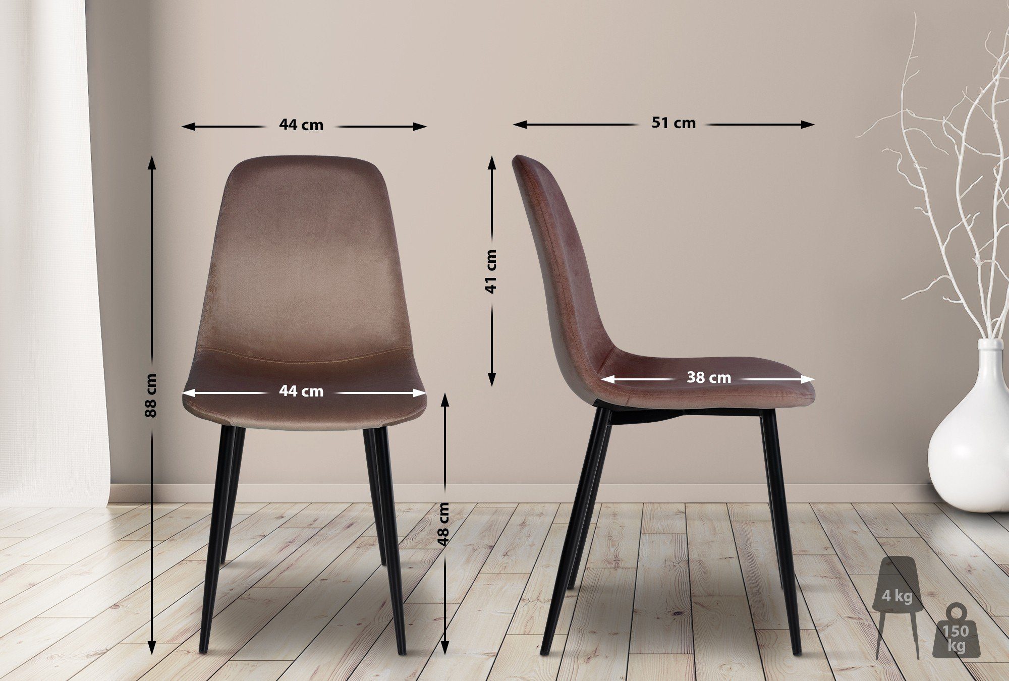 CLP Esszimmerstuhl Napier (4er Set), Metall, günstig online kaufen