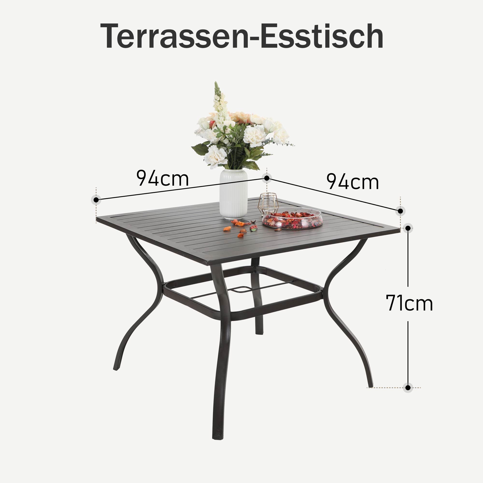 PHI VILLA Gartentisch (Metall-Sthllatten-Terrasse mit 4 günstig online kaufen
