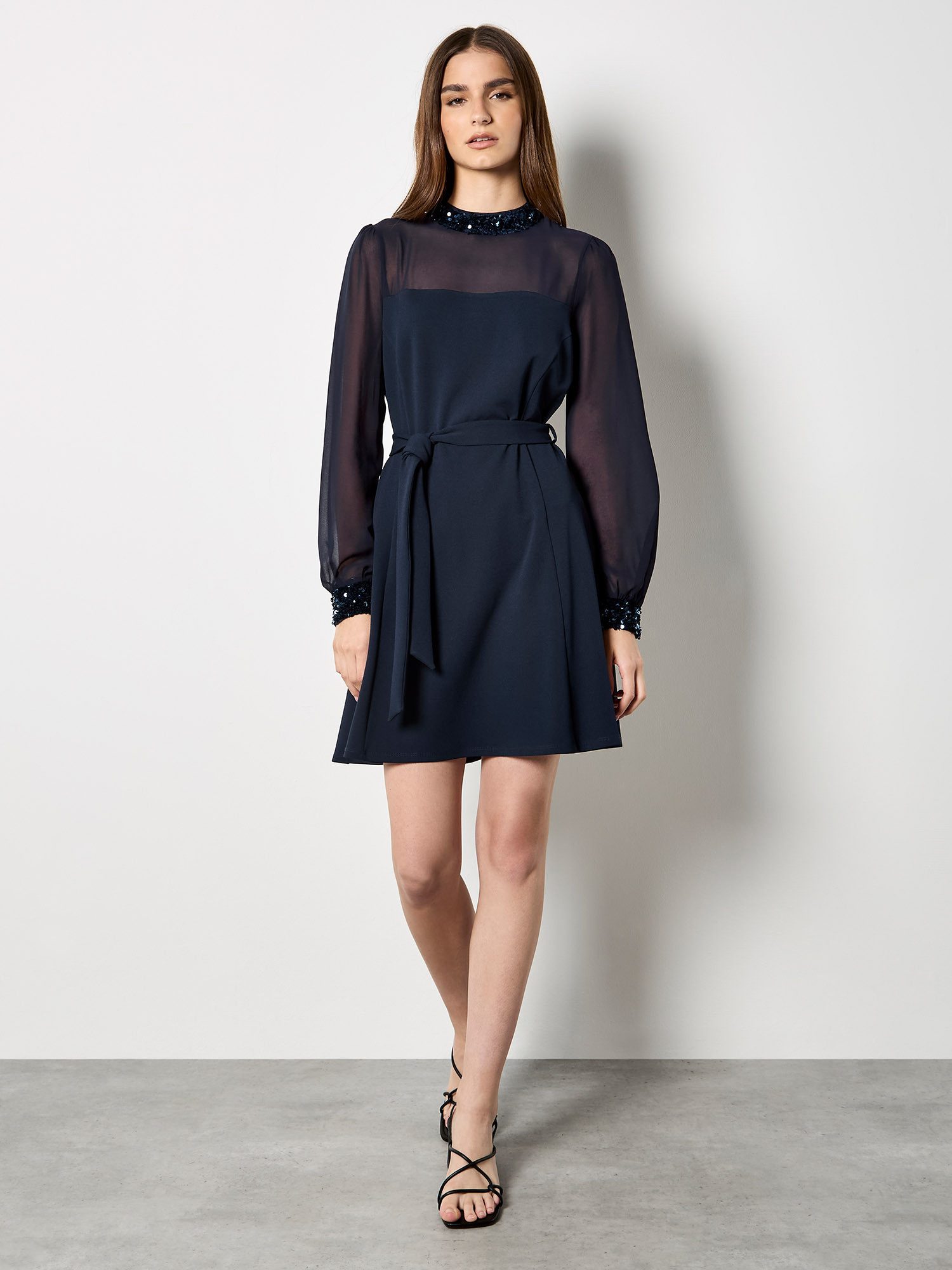 Apricot Partykleid Minikleid (2-tlg) mit Bindeband