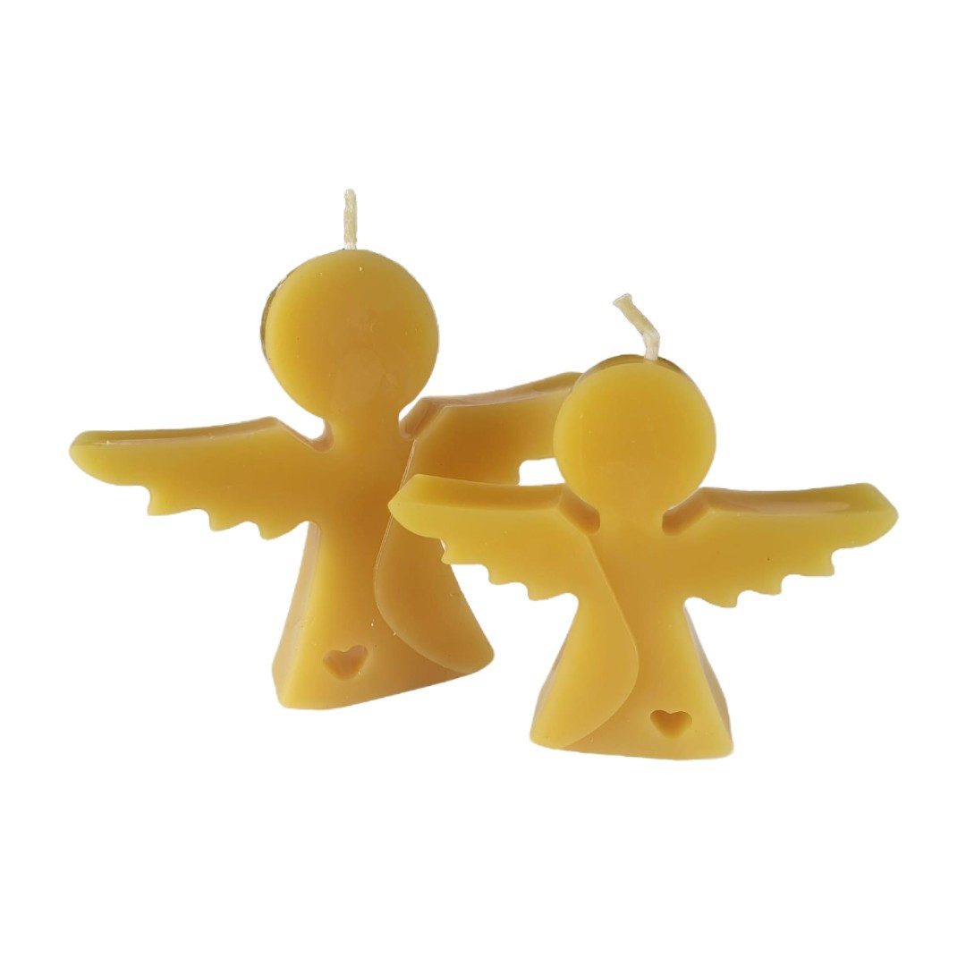 Aspinaworld Bienenwachskerze Engel Kerzen 2er Set 10,5 cm – Kerzen aus Bienenwachs