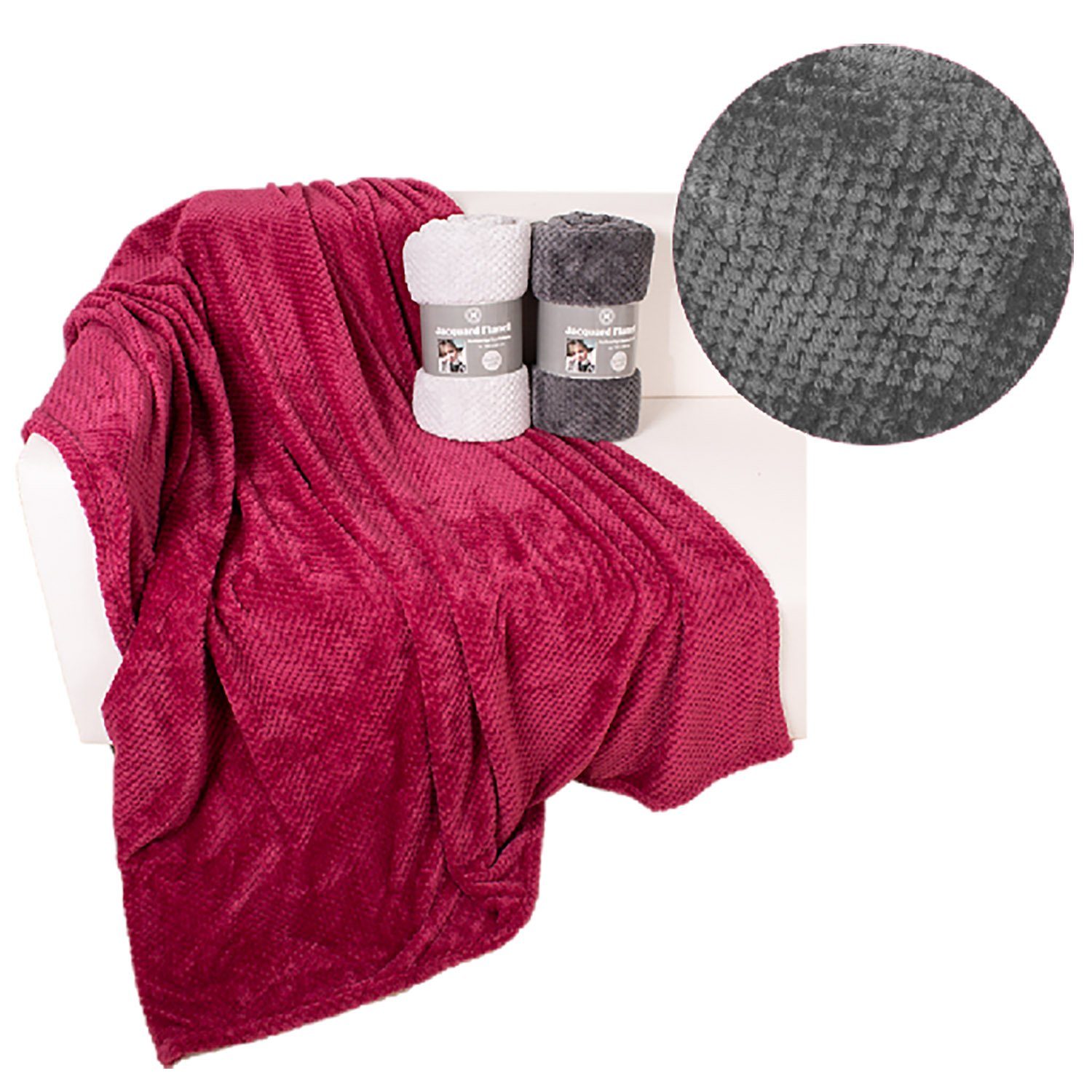 Wohndecke Jacquard Flanell-Decke Wohndecke Kuscheldecke 155x200cm günstig online kaufen