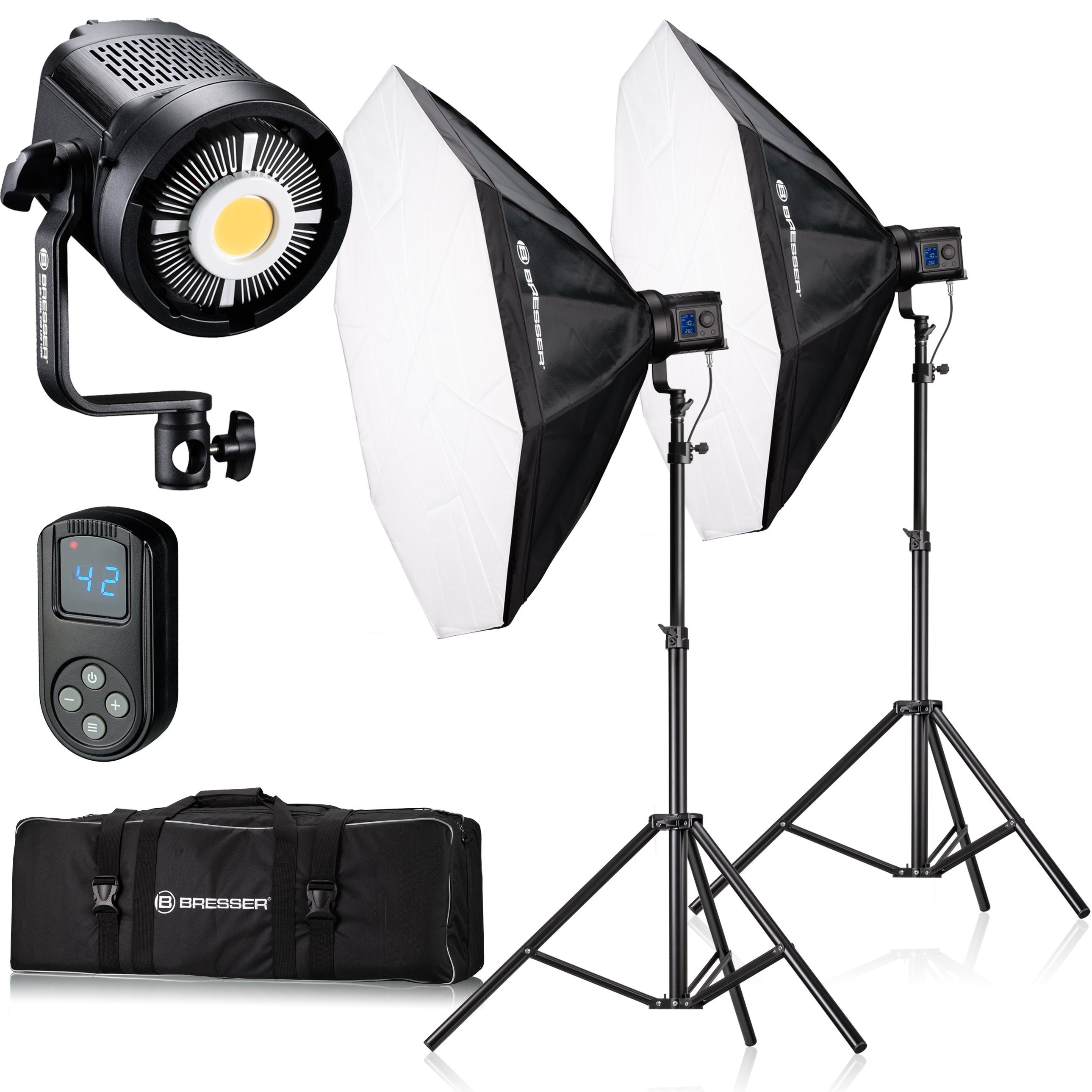 Fotostudio-Box Bresser BR-120SL COB LED 120W Dual Kit mit Softboxen