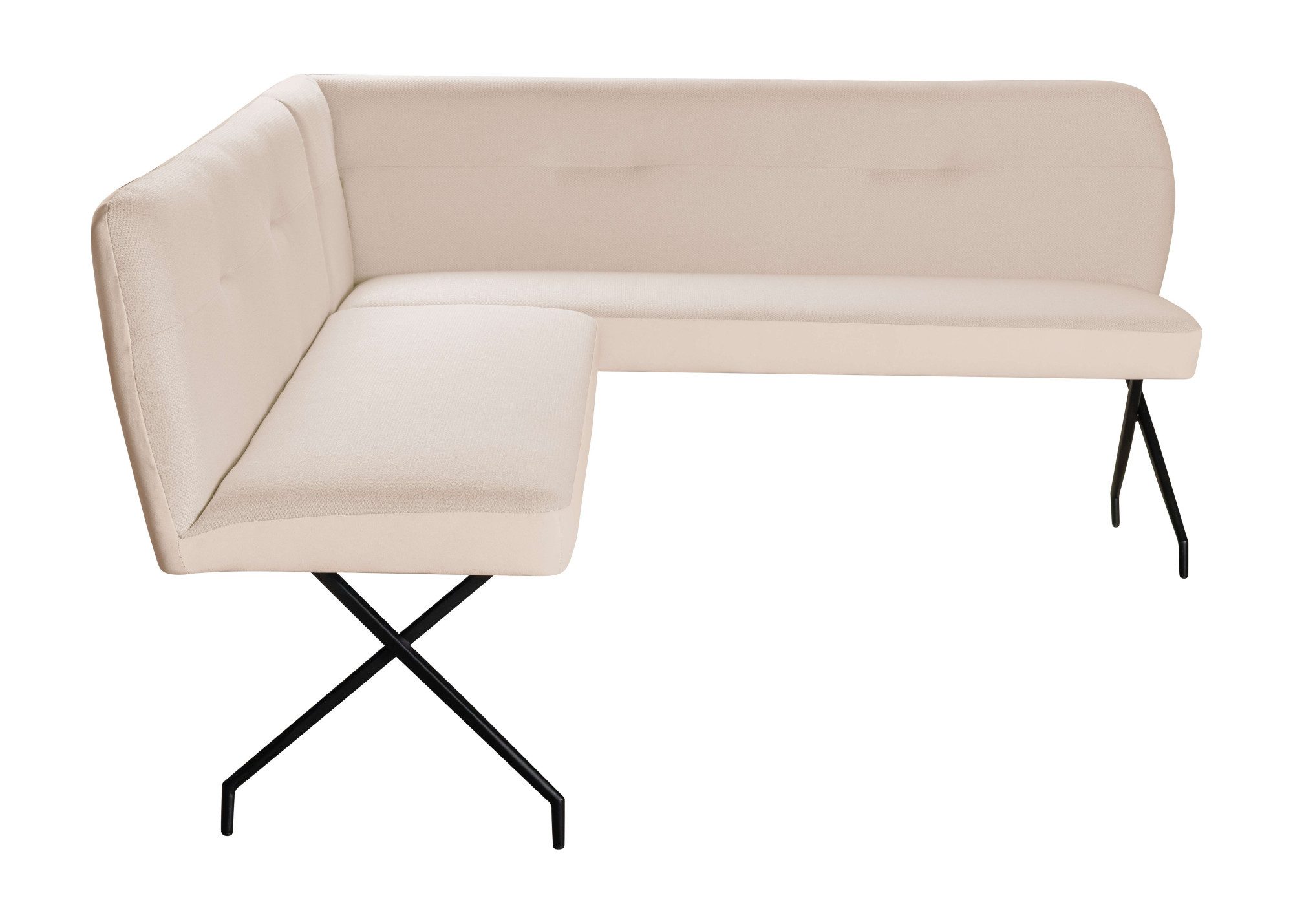 OTTO home Eckbank Bruna Esszimmerbank, Bank, Küchenbank, Polsterbank, Mattschwarzes Metallgestell, 2-Stoff-Design, Wellenfederung im Sitz