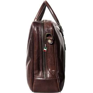 FLORENCE Schultertasche Florence Echtleder Aktentasche Damen braun (Schultertasche), Damen Leder Schulter-, Businesstasche, Umhängetasche, braun ca. 39cm