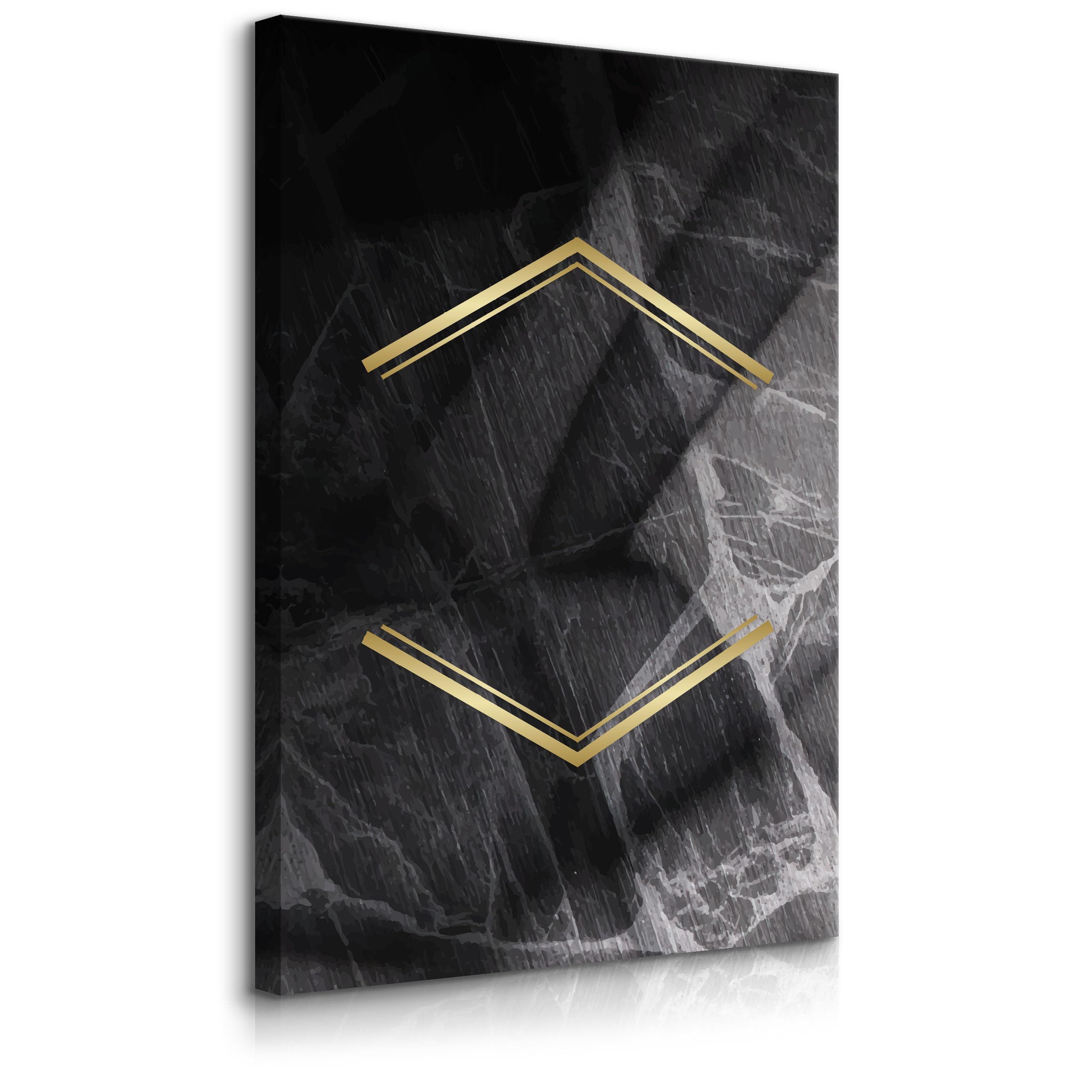 Muralo Leinwandbild Abstrakt – Leinwandbild Wandbild Kunstdruck Wohnzimmer, Abstrakt (1 St), Abstrakt schwarzer Marmor, 20 x 30 cm, aufhängefertig