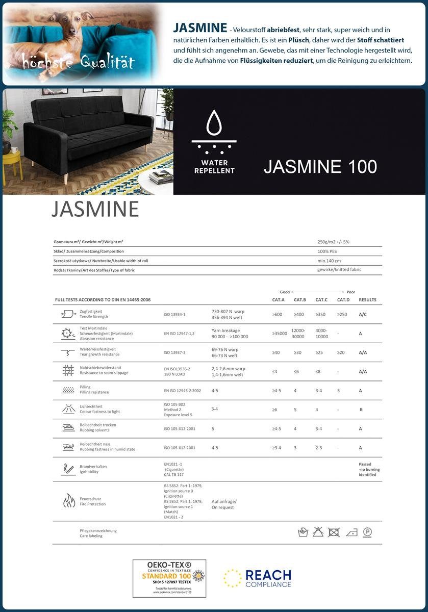 (jasmine Beautysofa Loungesessel), Sessel Peak Wellenfedern, 100) im mit skandinavisches Polstersessel Stil Schwarz (Relaxsessel,