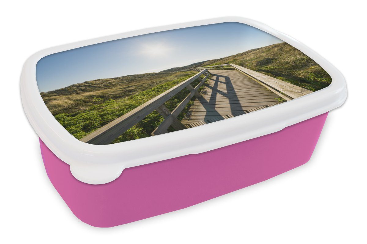 Brotdose Kinder, - Strand rosa Brotbox Kunststoff MuchoWow Snackbox, Erwachsene, Deutschland, Sommer (2-tlg), für - Kunststoff, Mädchen, Lunchbox