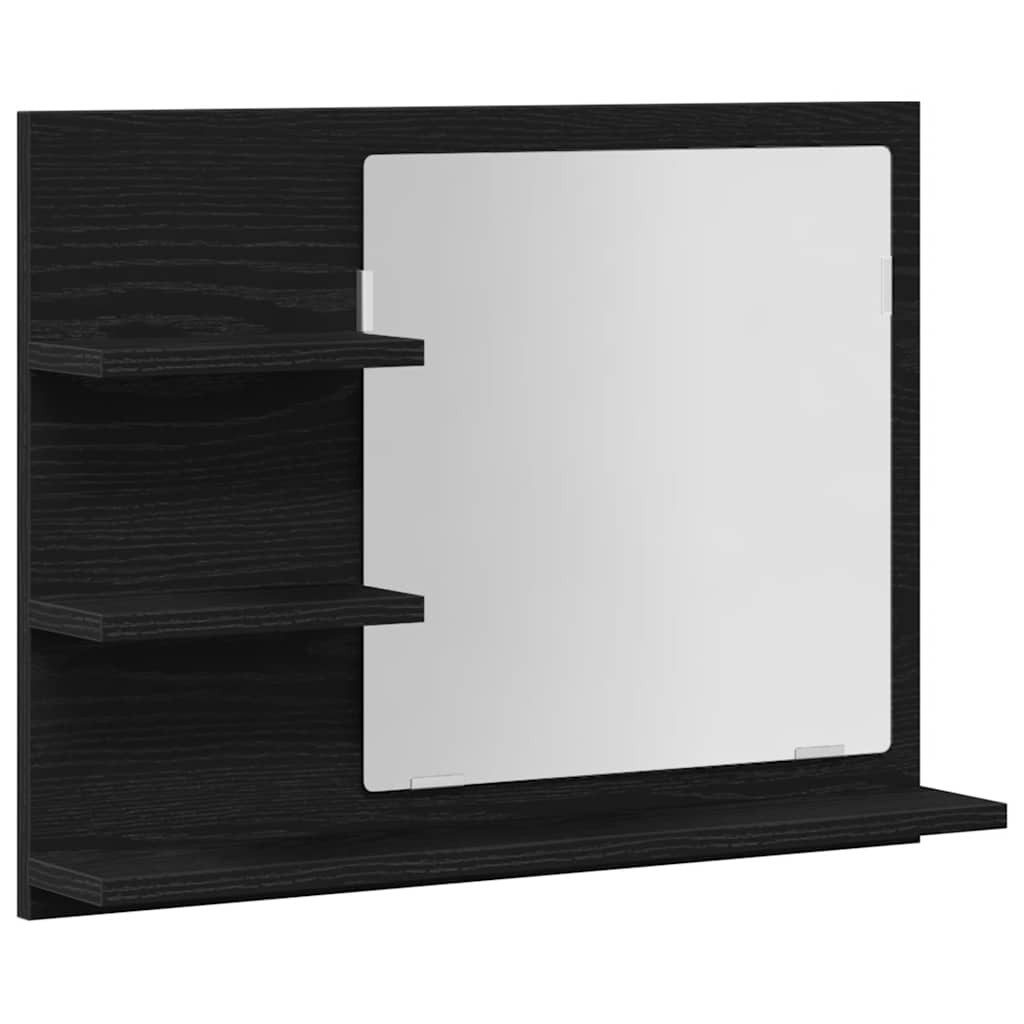 vidaXL Badezimmerspiegelschrank Badspiegel Schwarz Eichen-Optik 60x10,5x45 cm Holzwerkstoff (1-St)