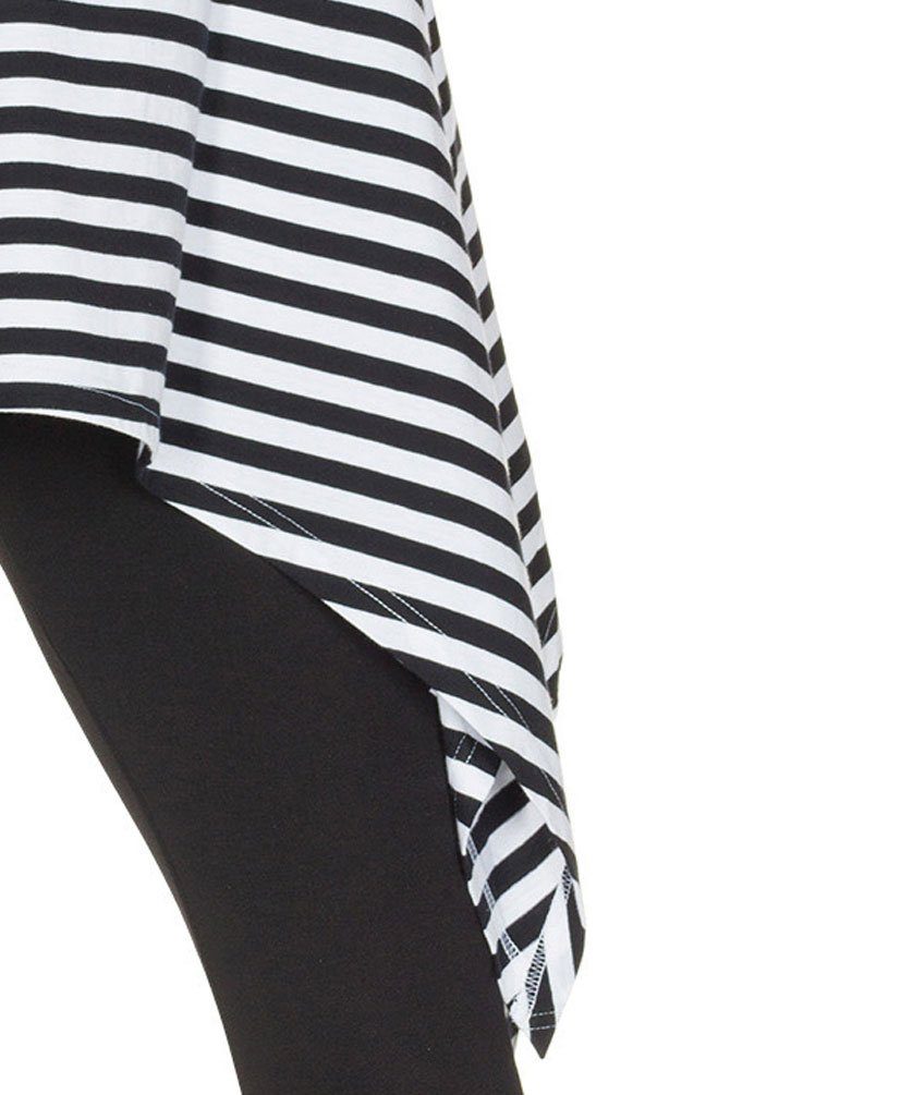 Karneval-Klamotten Kostüm Pantomime Ringel Tunika MIT Melone und MIT Fliege, Kostüm schwarz weißes Ringel Shirt Mime Clown Harlekin