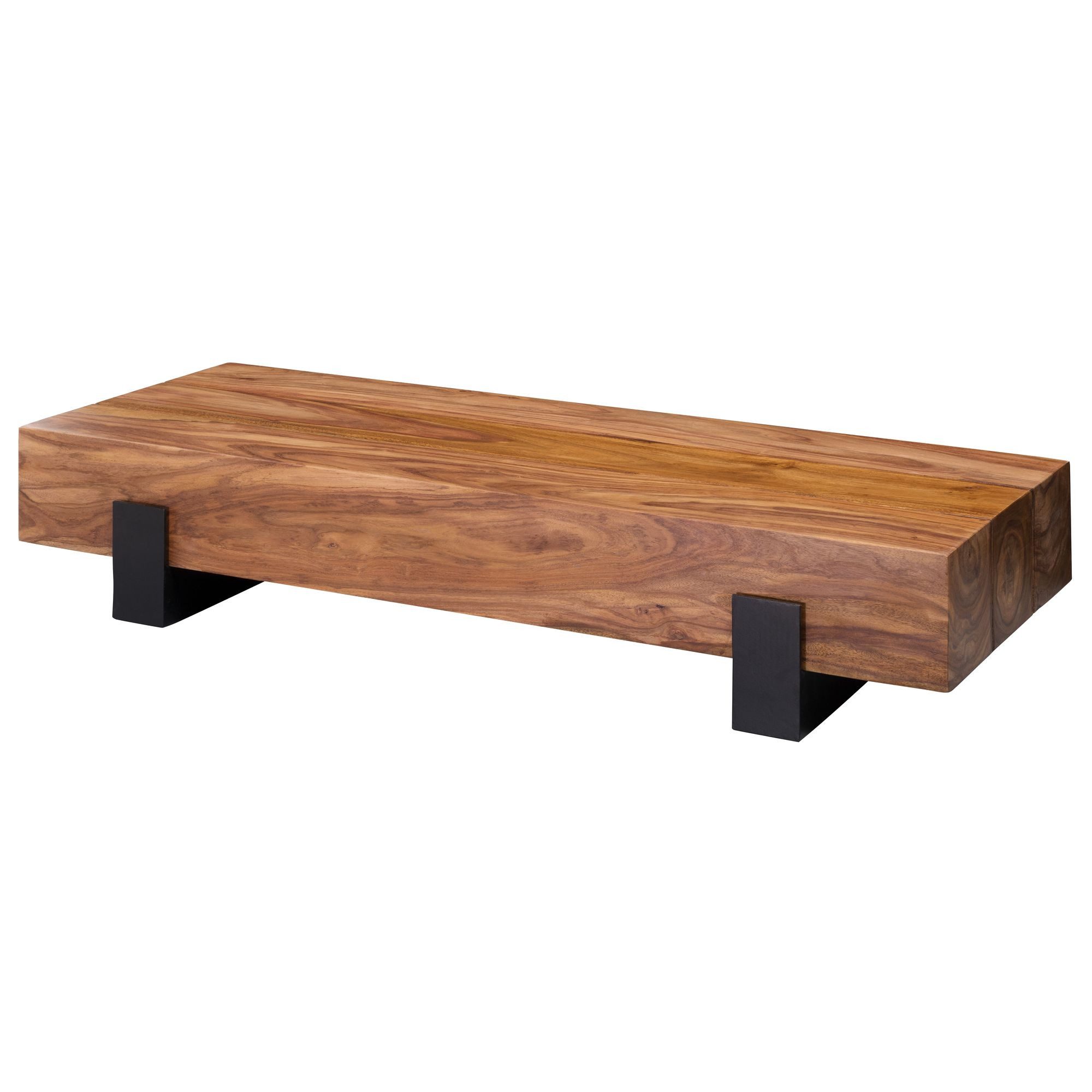 furnicato Couchtisch Massivholz, Walnuss Finish 115x44x22 cm Braun (1-St), Handgefertigter Wohnzimmertisch mit versiegelter Oberfläche