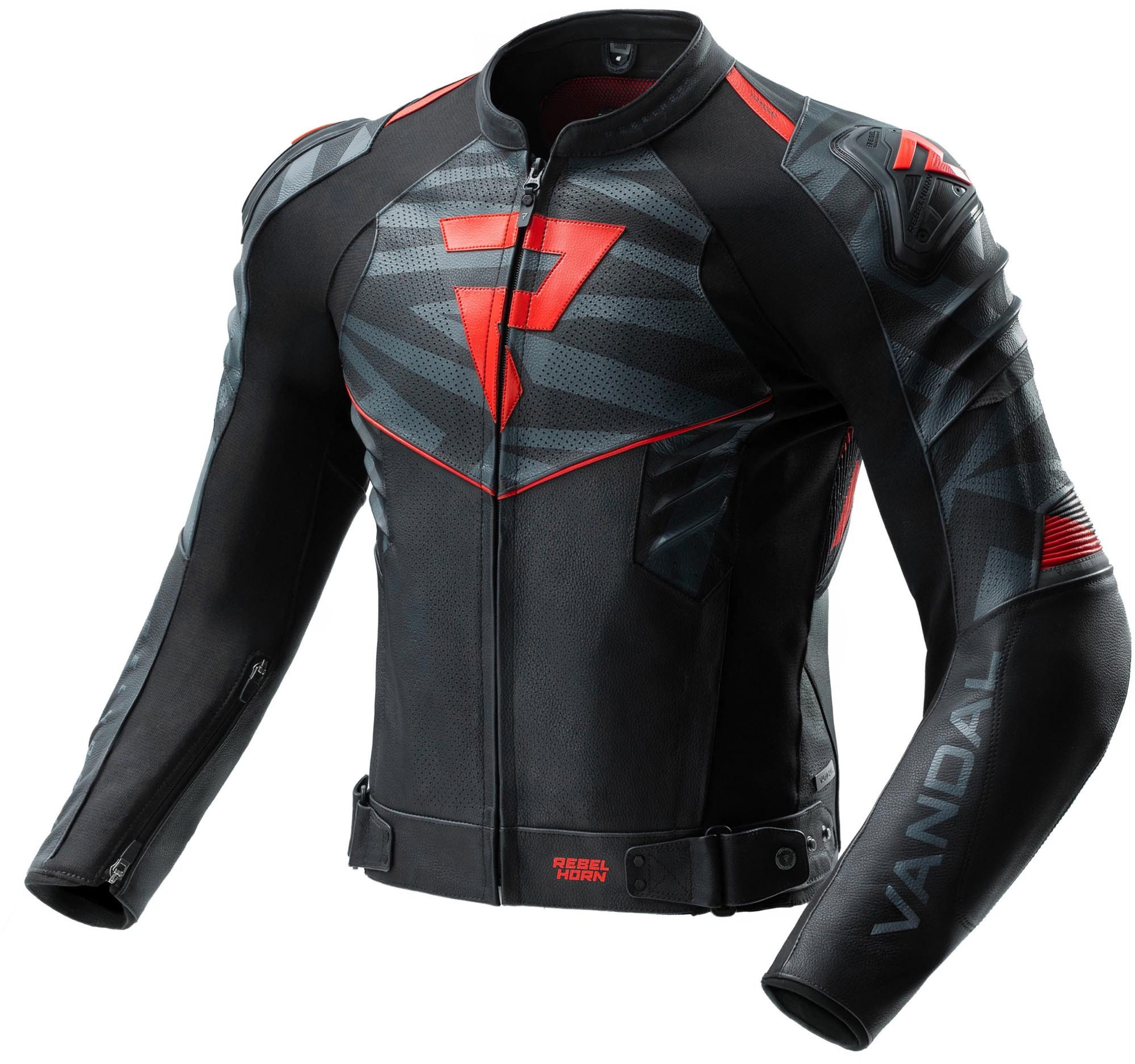 Rebelhorn Motorradjacke Vandal 2 Motorrad Lederjacke Verbindungsreißverschluss,Ellenbogenprotektoren enthalten,perfori