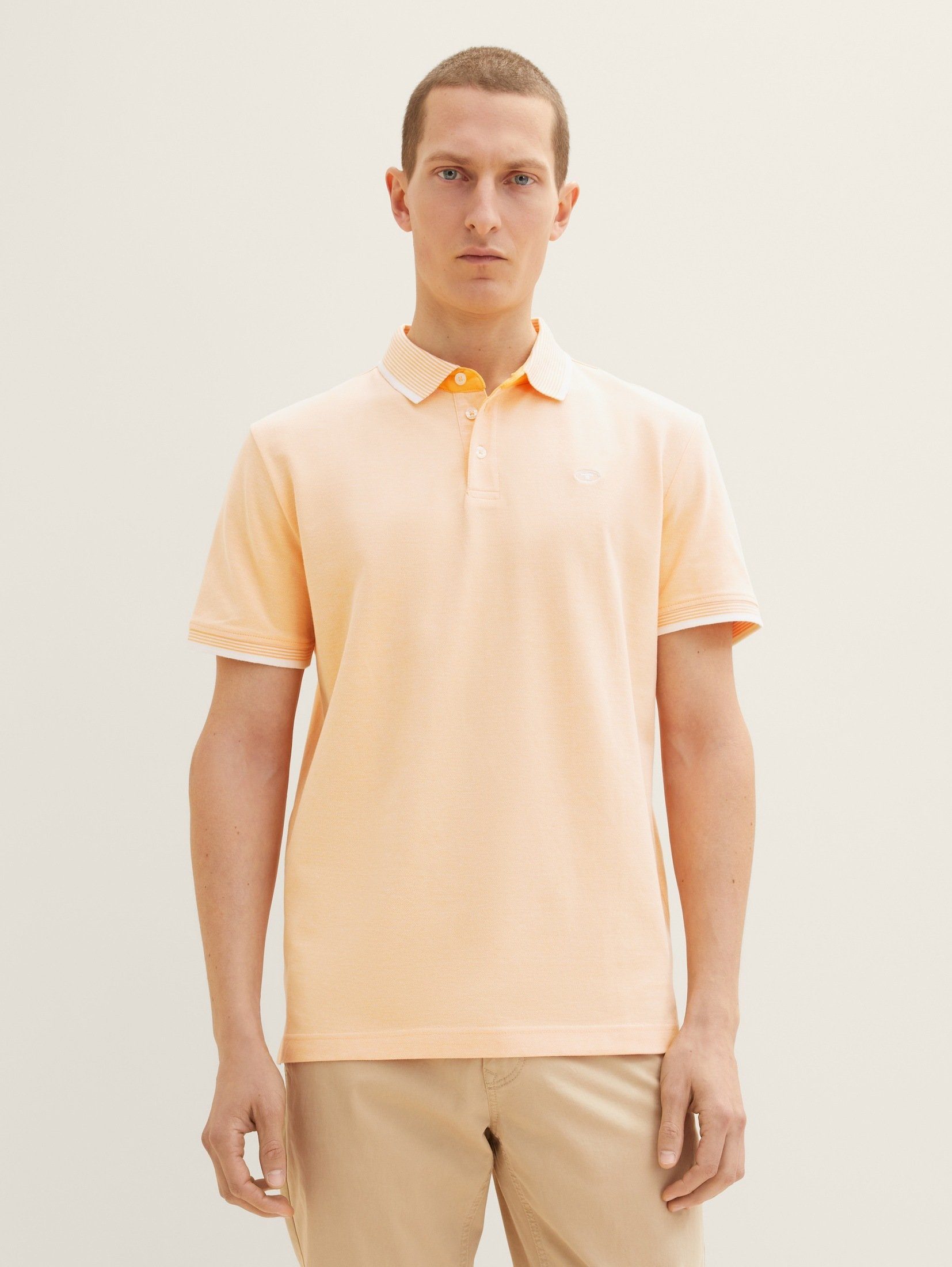 TOM TAILOR Poloshirt Basic Polo Shirt orange vintage beige twotone