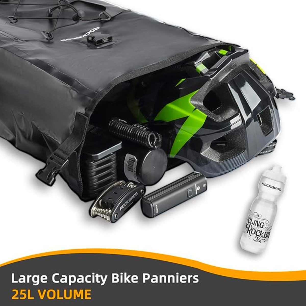 ROCKBROS Fahrradtasche, Wasserdichte Fahrradträgertasche mit erweiterbarem Stauraum