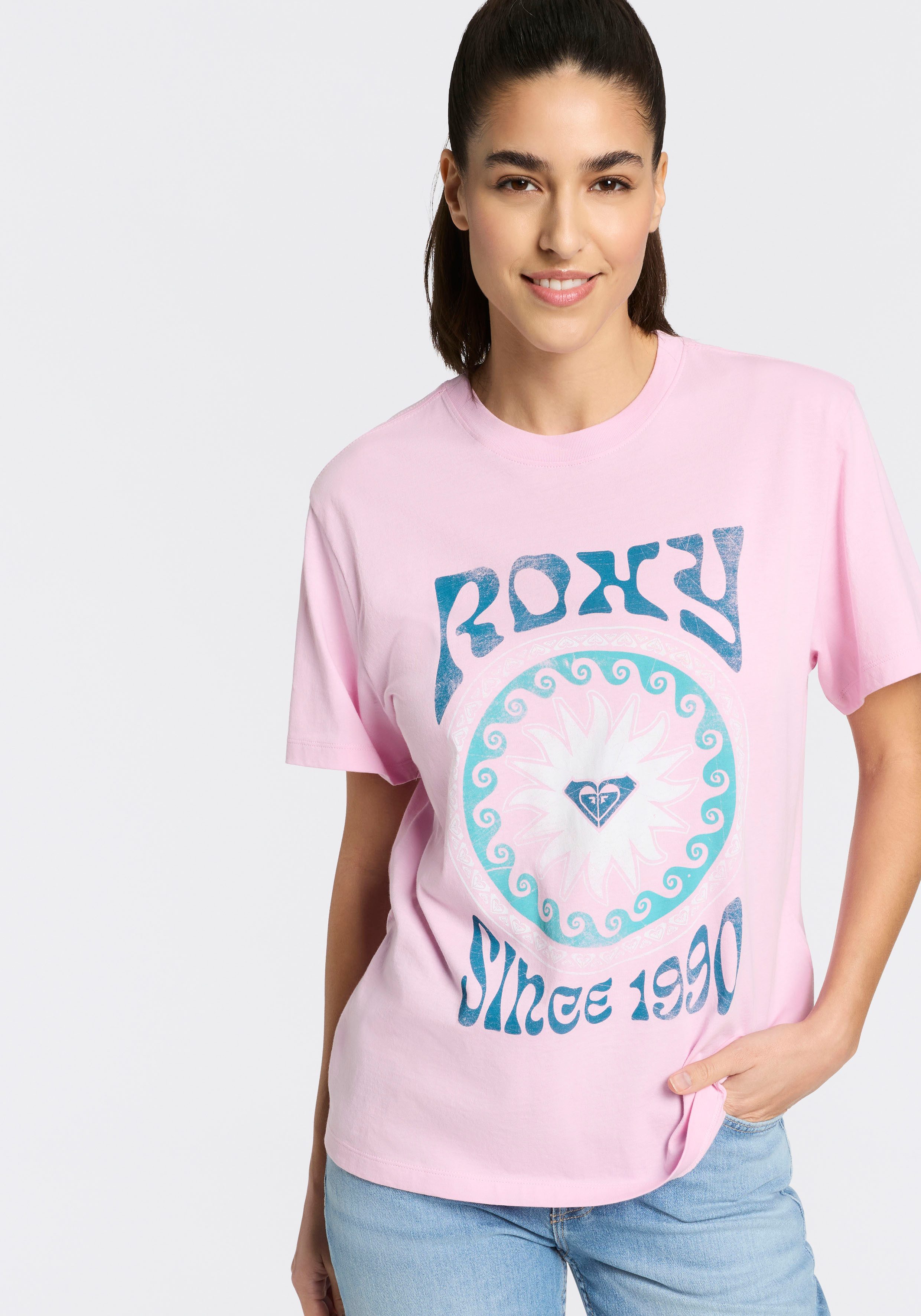 Roxy T-Shirt O HANGLOOSE BALI WAVE (2-tlg) Kurzarm, mit Rundhalsausschnitt, aus Baumwolle