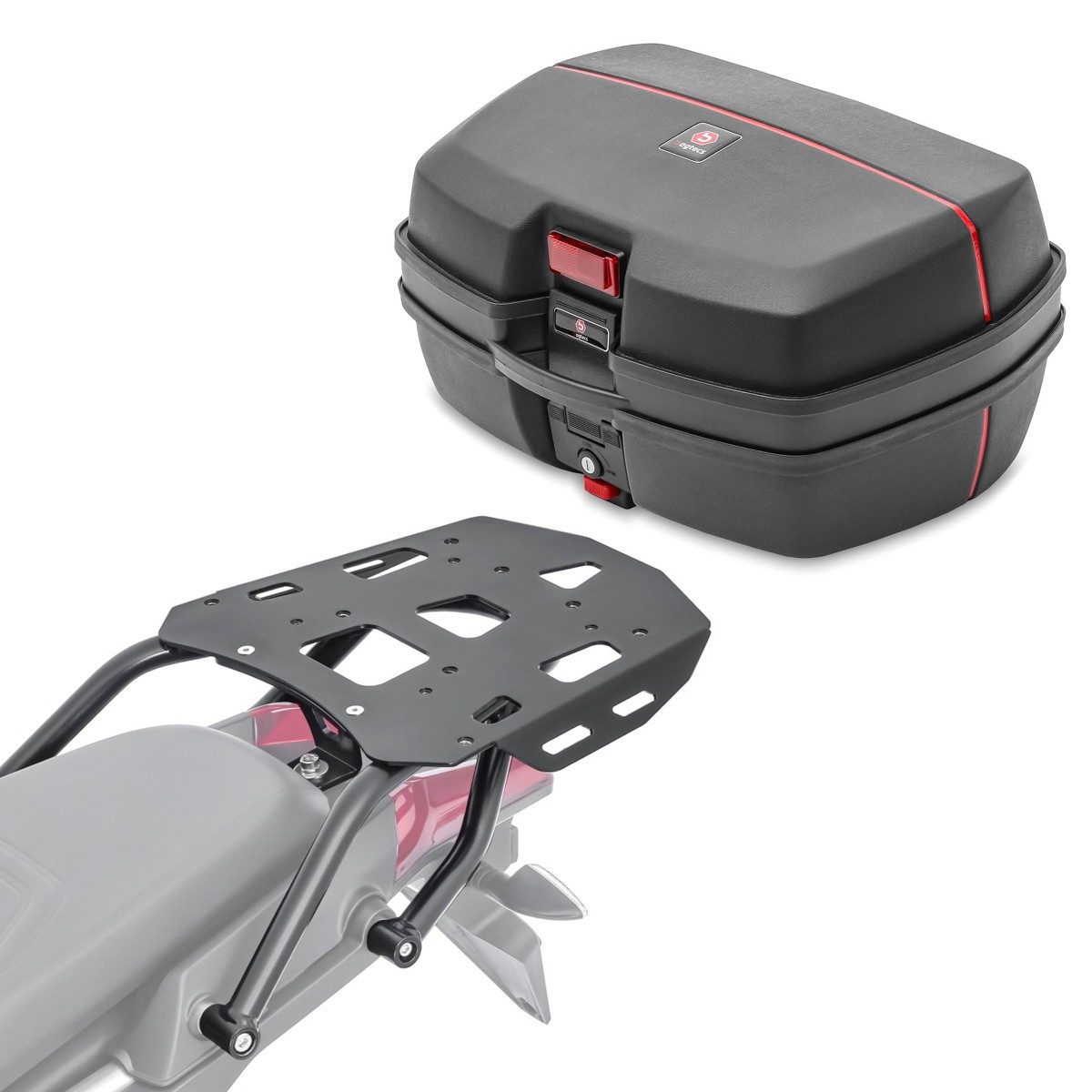 Bagtecs Topcase Set Topcase + Träger für Aprilia Tuareg 660 22-26 # TB8 45L