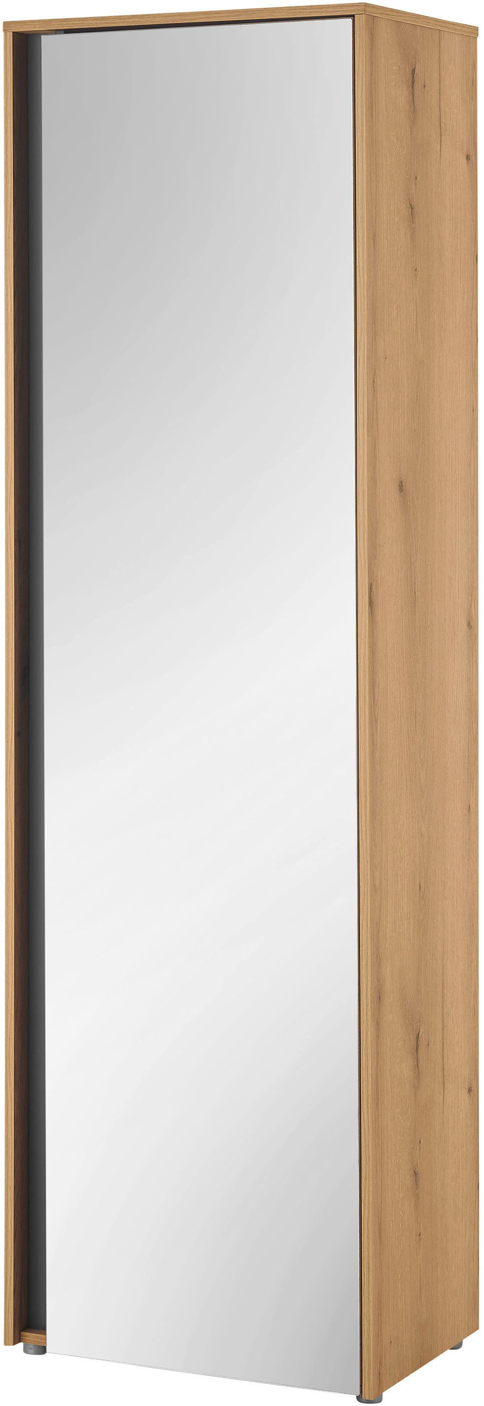 Home affaire Garderobenschrank GiRON/CiTY, moderner Garderobenschrank, Kleiderschrank mit Stauraum Spiegeltür, Teleskopauszug, Tür beidseitig montierbar, 60 cm breit