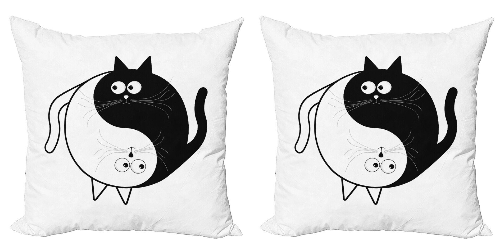 Art Abakuhaus (2 Digitaldruck, Kissenbezüge Ying Yang Modern Accent Doppelseitiger Stück), Schwarz Katze Weiß