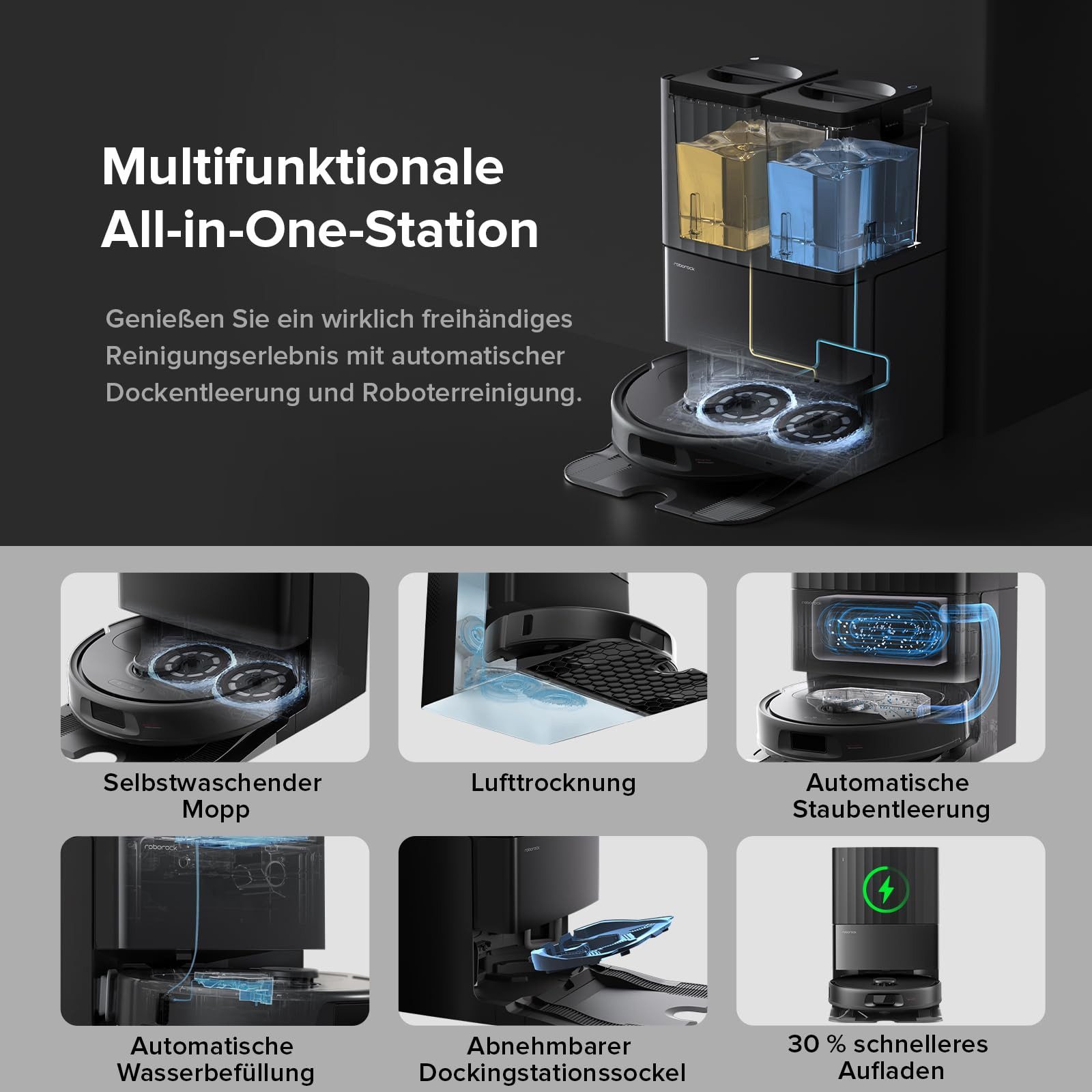 Roborock Saugroboter QV 35A mit Wischfunktion(Upgrade von Qrevo/Qrevo Plus), Reactive Tech-Hindernisvermeidung, Anti-Verfilzungs-Seitenbürste, PreciSense-LiDAR-Navigation, 8000 Pa
