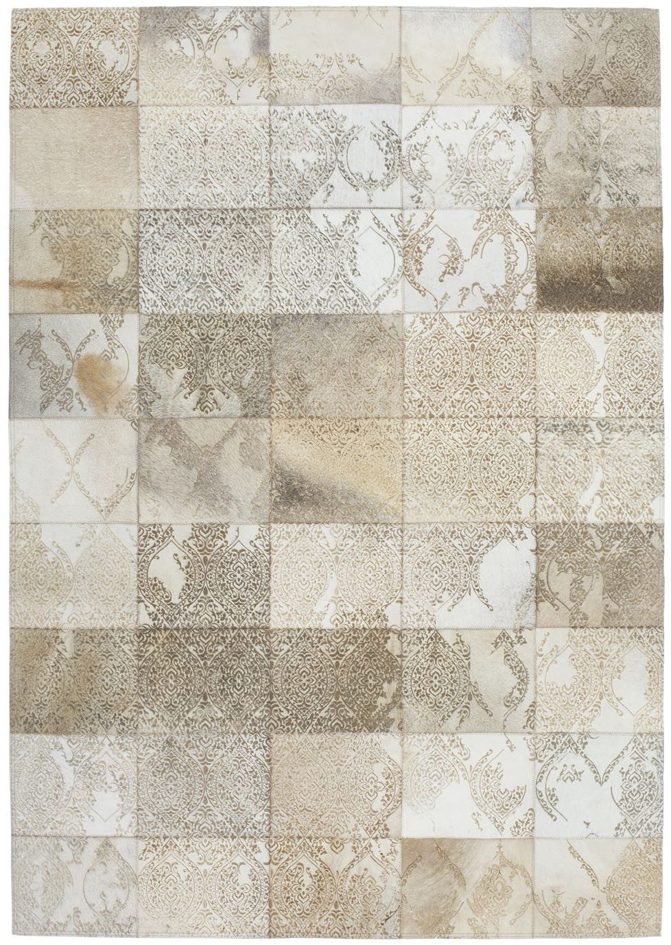 Kayoom Teppich Cobra 343, rechteckig, Höhe: 18 mm, Teppich aus Leder, gelasertes Design, handgefertigtes Unikat