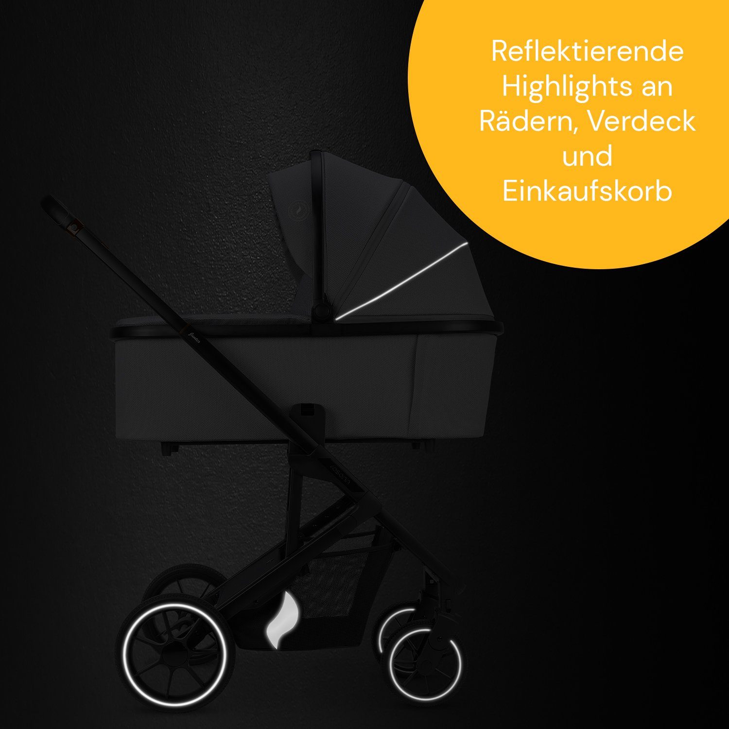 Osann Kombi-Kinderwagen Juntos, mit Babywanne, Sportsitz, gefederte Gummiräder,hochwertige Materialien