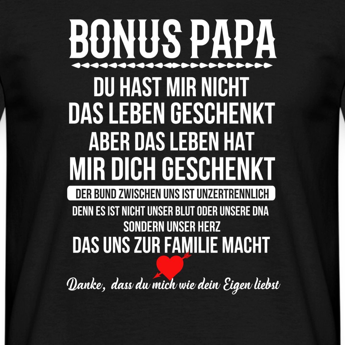 T-Shirt Bonus Papa Spruch Stiefvater Herz Geschenk Männer T-Shirt