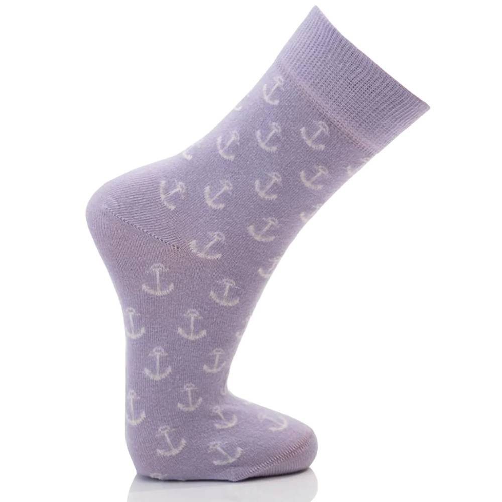 HomeOfSocks Socken Maritime, Trendige Anker Socken Weiche Maritime Baumwollsocken mit Kuscheliger Passform Und Hohem komfort Flieder