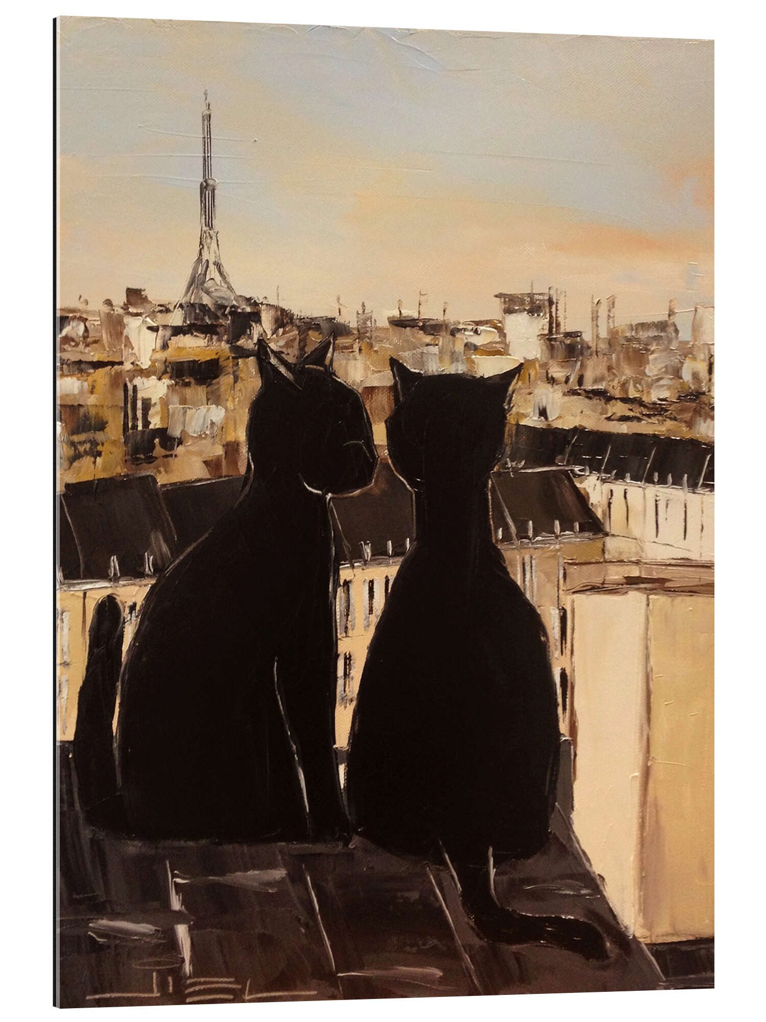 Posterlounge XXL-Wandbild JIEL, Katzen über den Dächern von Paris, Wohnzimmer Malerei