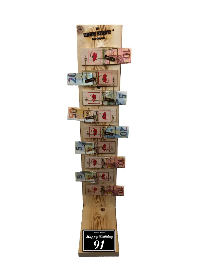 Geschenkbox 91 Happy Birthday - Eiserne Reserve Mausefalle Deluxe 9er Geldgeschenk