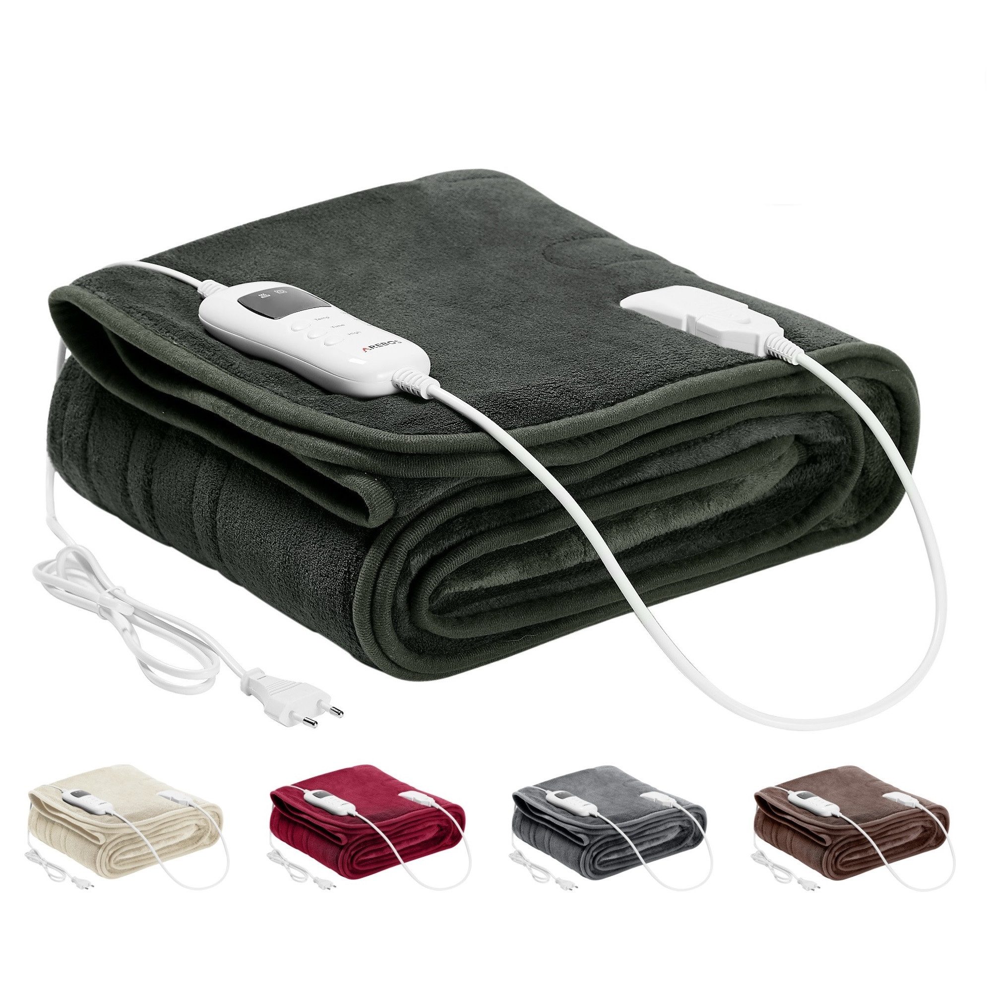 Arebos Heizdecke elektrisch Wärmedecke, Kuscheldecke, 160 x 120 cm, in 5 Farben, Stück, 1-tlg., Überhitzungsschutz, Abschaltautomatik, Vorheizfunktion