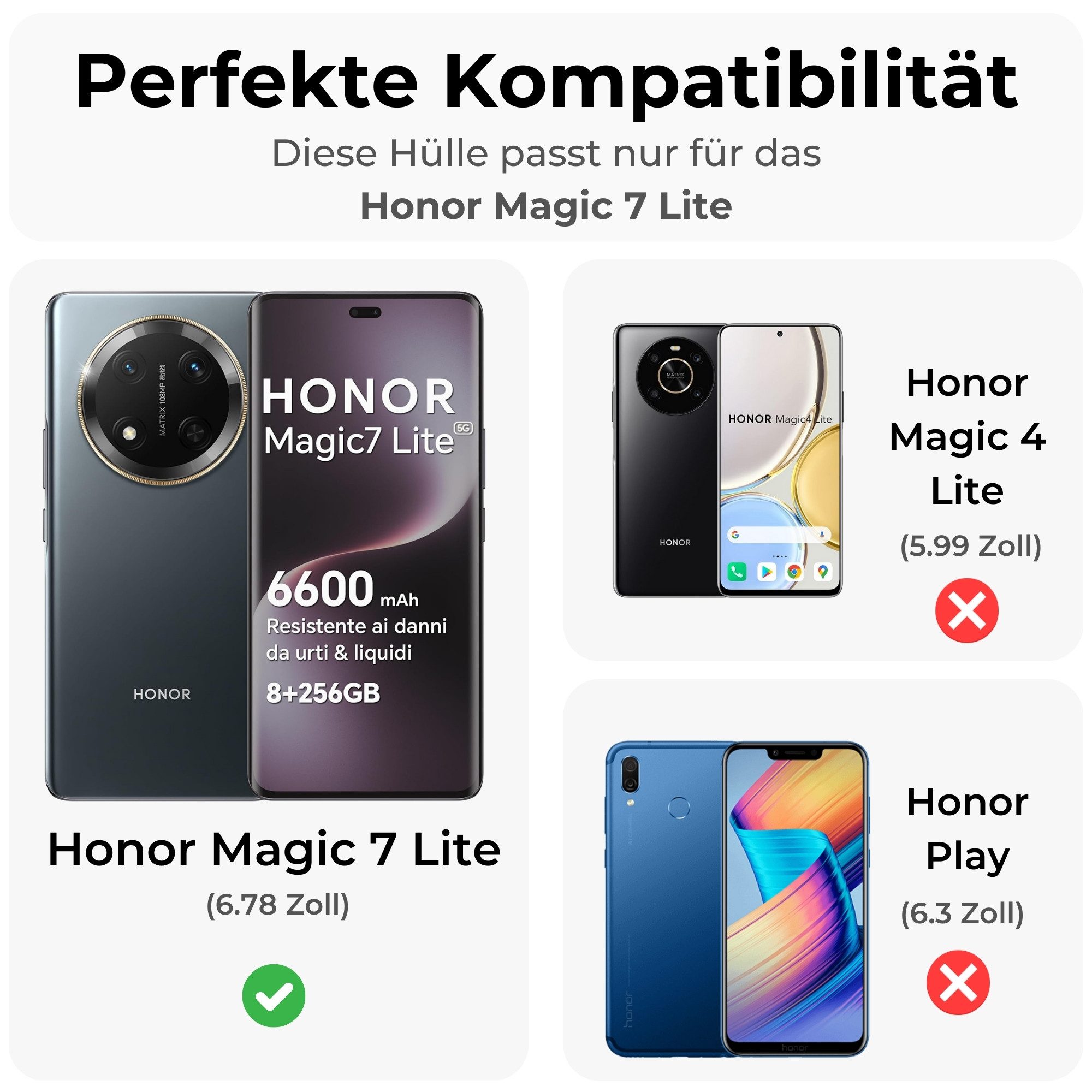 betterfon Handyhülle Panzer Hülle für Honor Magic 7 Lite Outdoor Case mit Kameraschutz, Outdoorhülle mit Ringhalter Smartstand und Silikonkern – Bild 2 von 5
