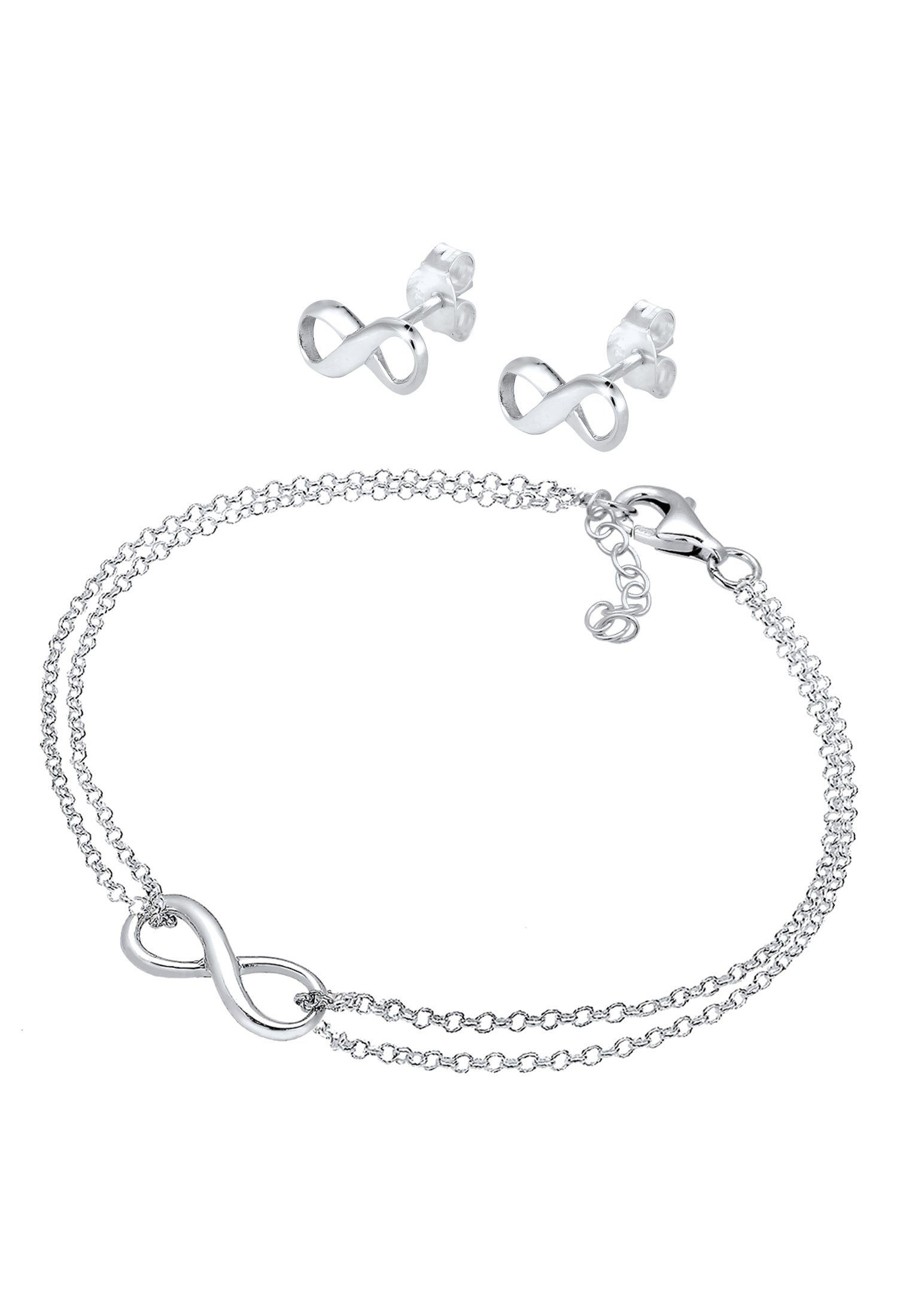 Elli Schmuckset Infinity Symbol Armband Ohrstecker Set 925 Silber, Infinity günstig online kaufen