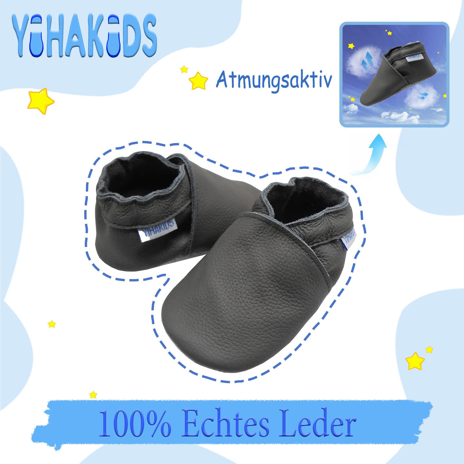 Yihakids Yihakids Baby Lauflernschuhe – Weiche Lederpuschen, Rutschfest Krabbelschuh