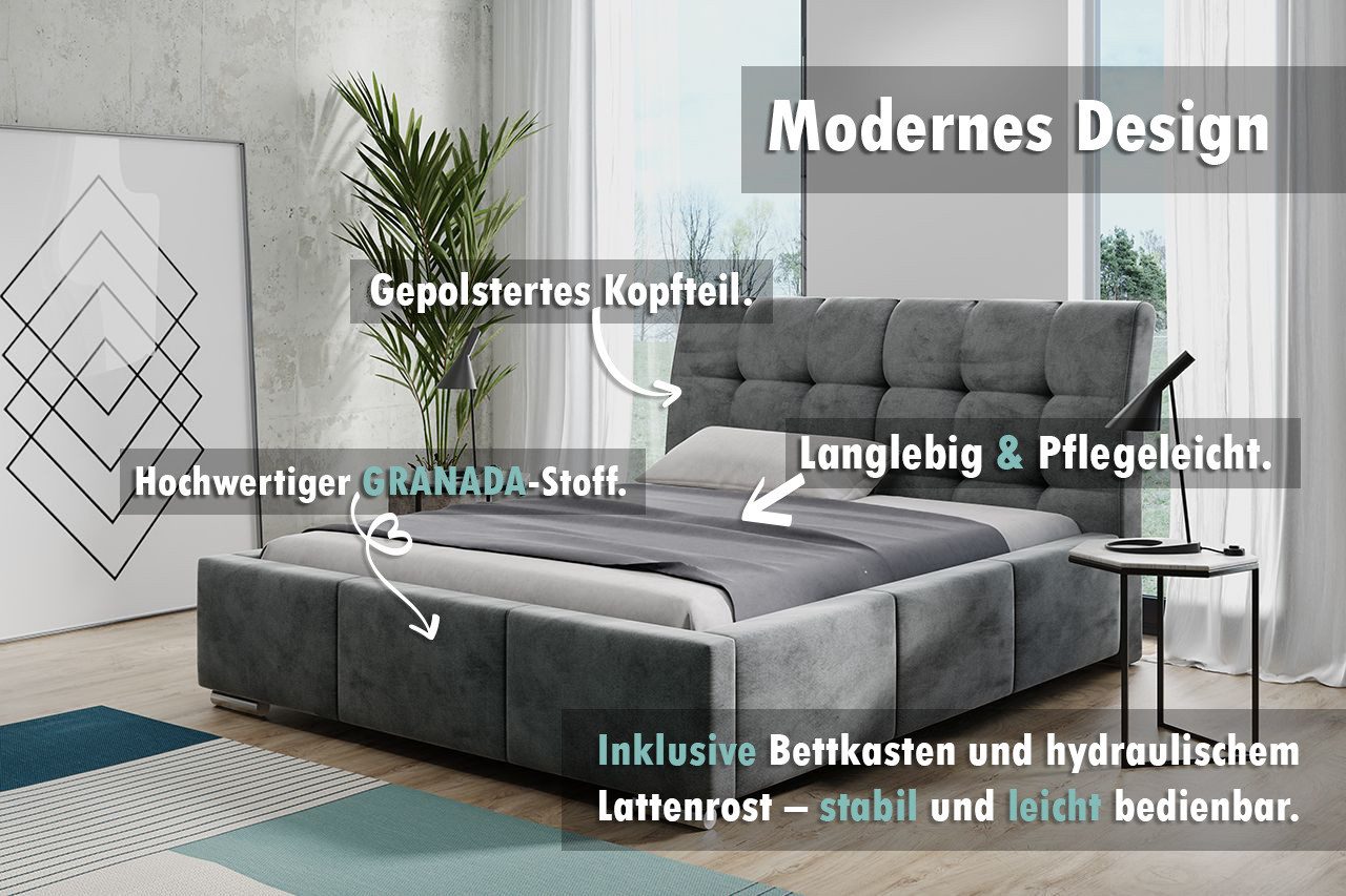 thematys Polsterbett Bettkasten + Lattenrost Stauraumbett 140x200 160x200 1 günstig online kaufen