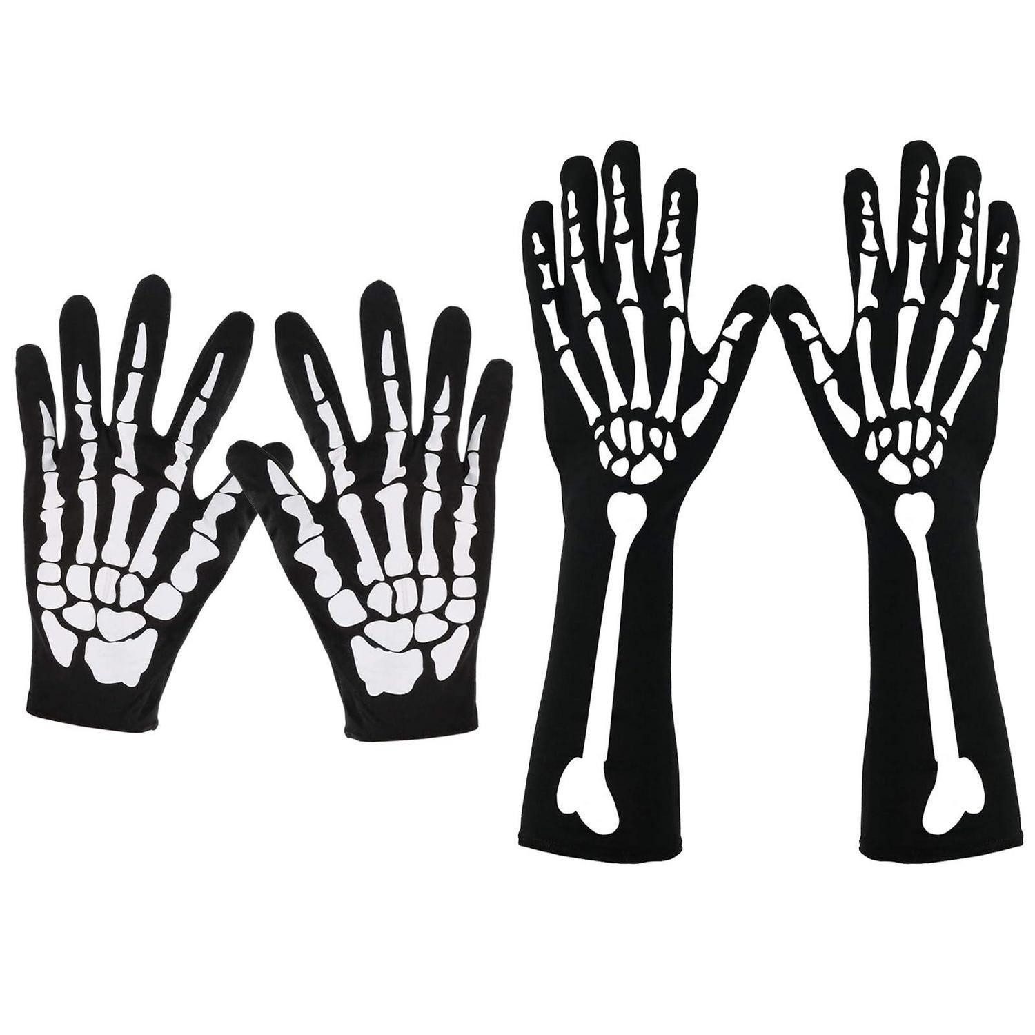 LuxusKollektion Kostüm Handschuhe Skelett Kostüm Halloween lang/kurz 2-Paar