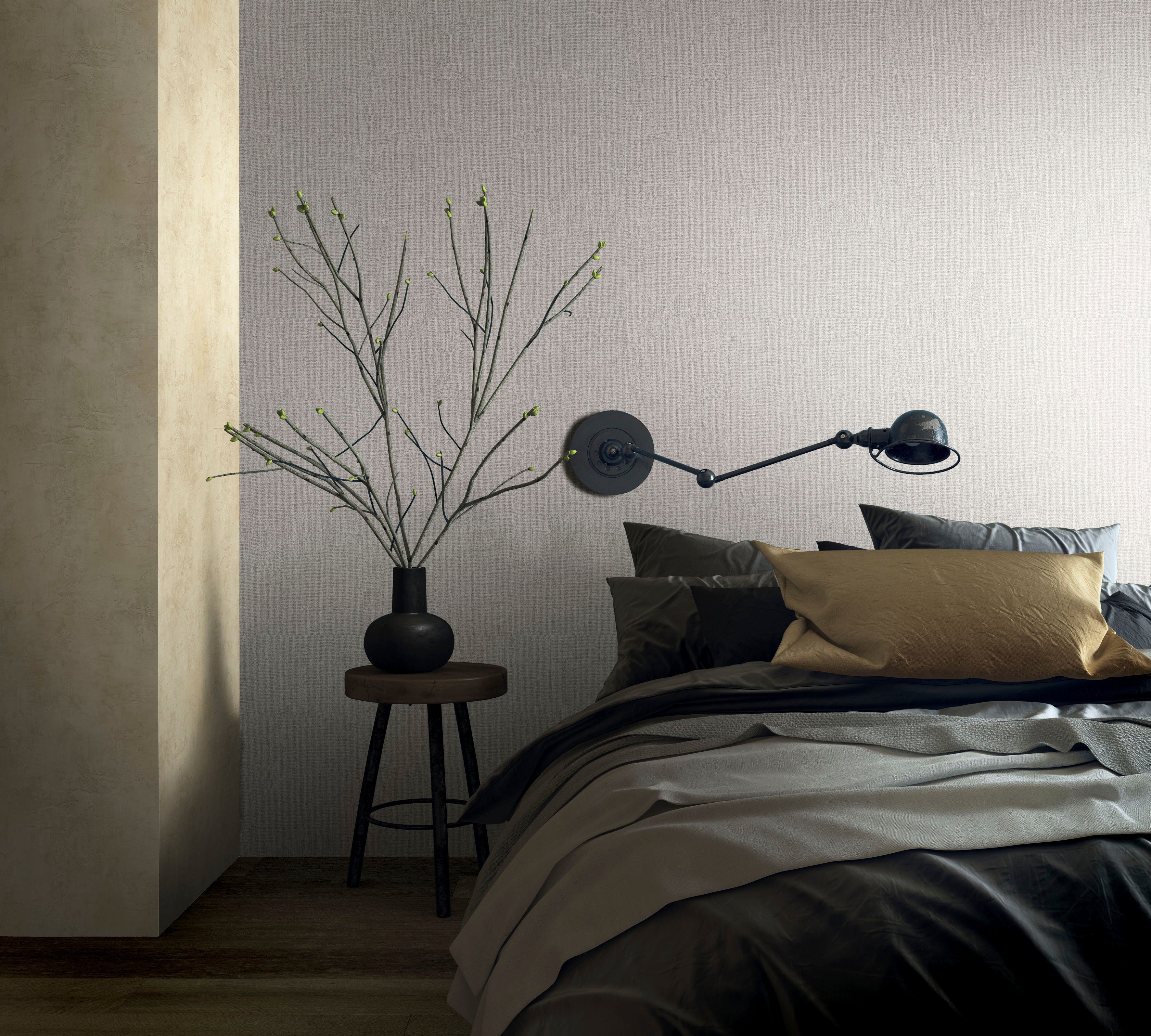 Marburg Vliestapete Yute, uni, Küche texturiert, für Schlafzimmer Wohnzimmer Vliestapete moderne graubraun
