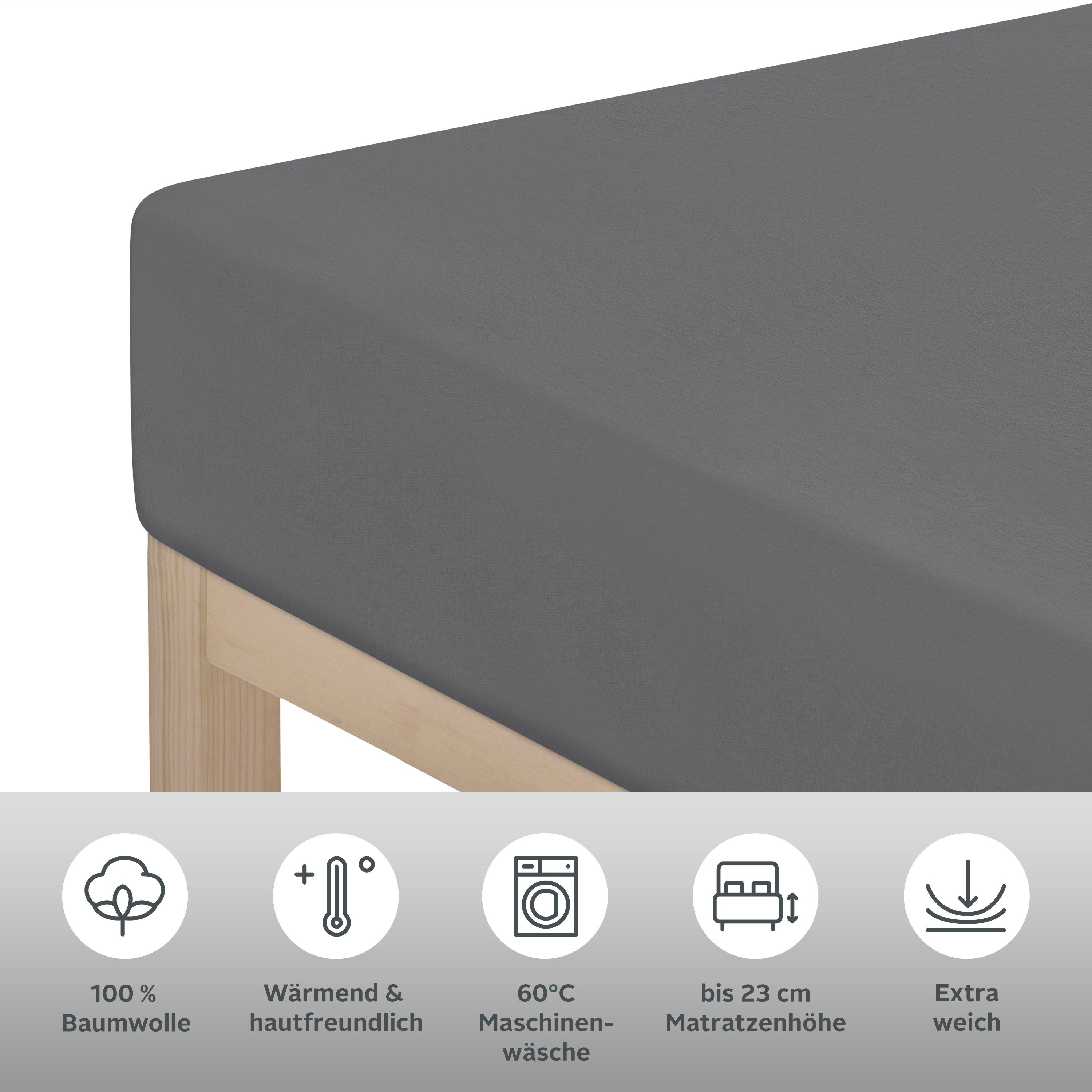 OTTO home Spannbettlaken PHYSALIS 100% Baumwolle, Biber, Gummizug: rundum, (1 Stück), für Matratzen bis 18 cm Höhe, Bettlaken, Spannbetttuch, pflegeleicht