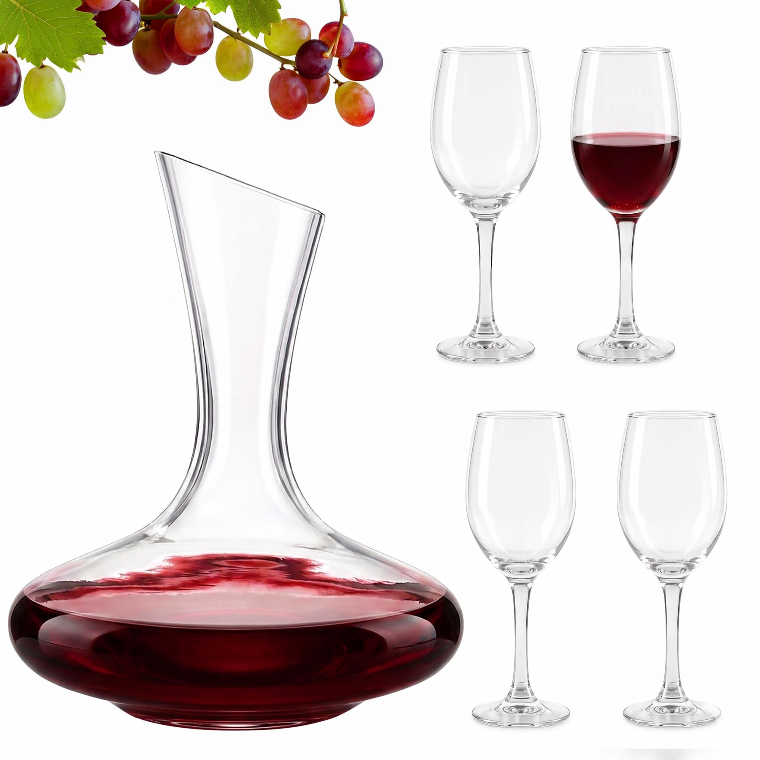 relaxdays Gläser-Set Weingläser 4er Set mit Dekanter, Glas