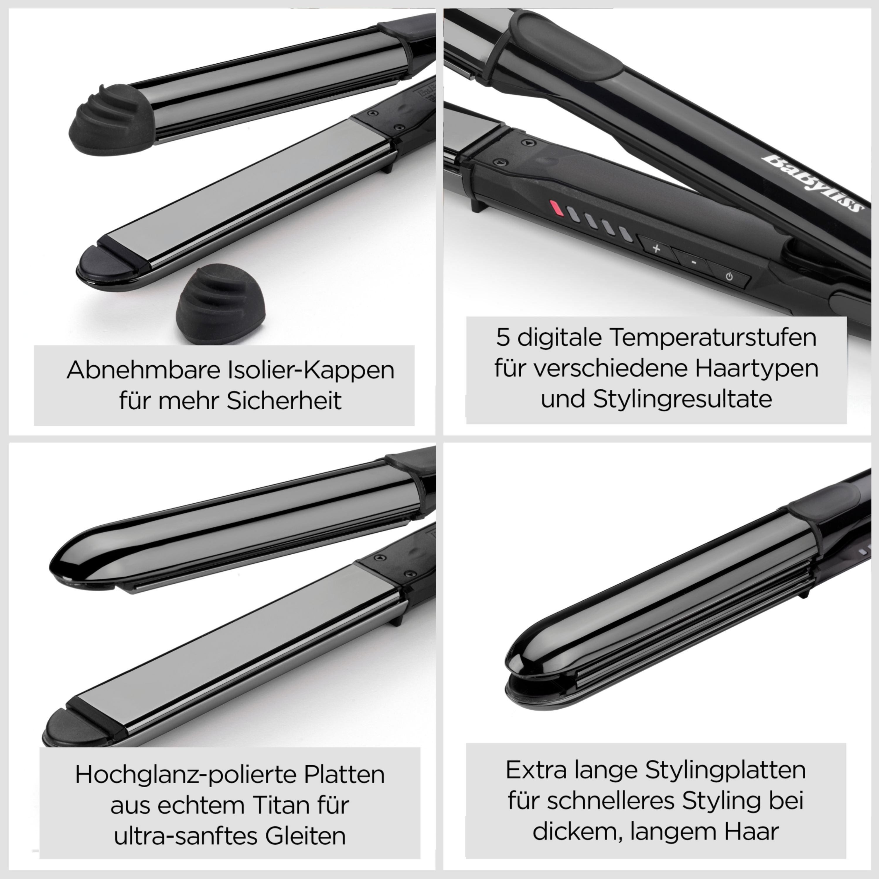BaByliss Glätteisen Straight & Curl Glätteisen zum Glätten und Locken, ST486E Titan-Keramik, Titan-Keramikplatten, Ionen-Technologie, 5 Temperaturen