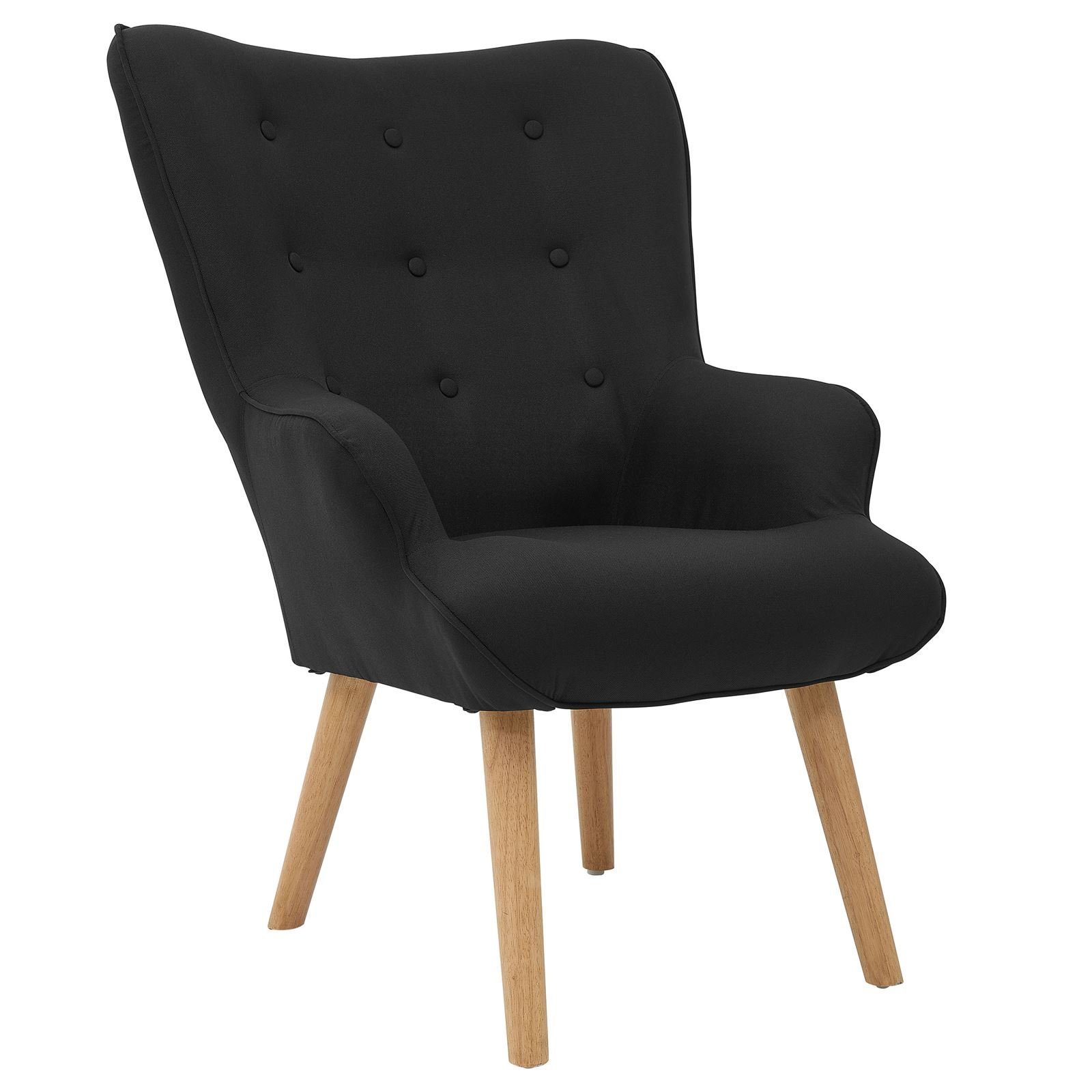 CARO-Möbel Sessel AMSTERDAM, Relaxsessel Polstersessel Fernseh Sessel Retro Skandi Design in schwar