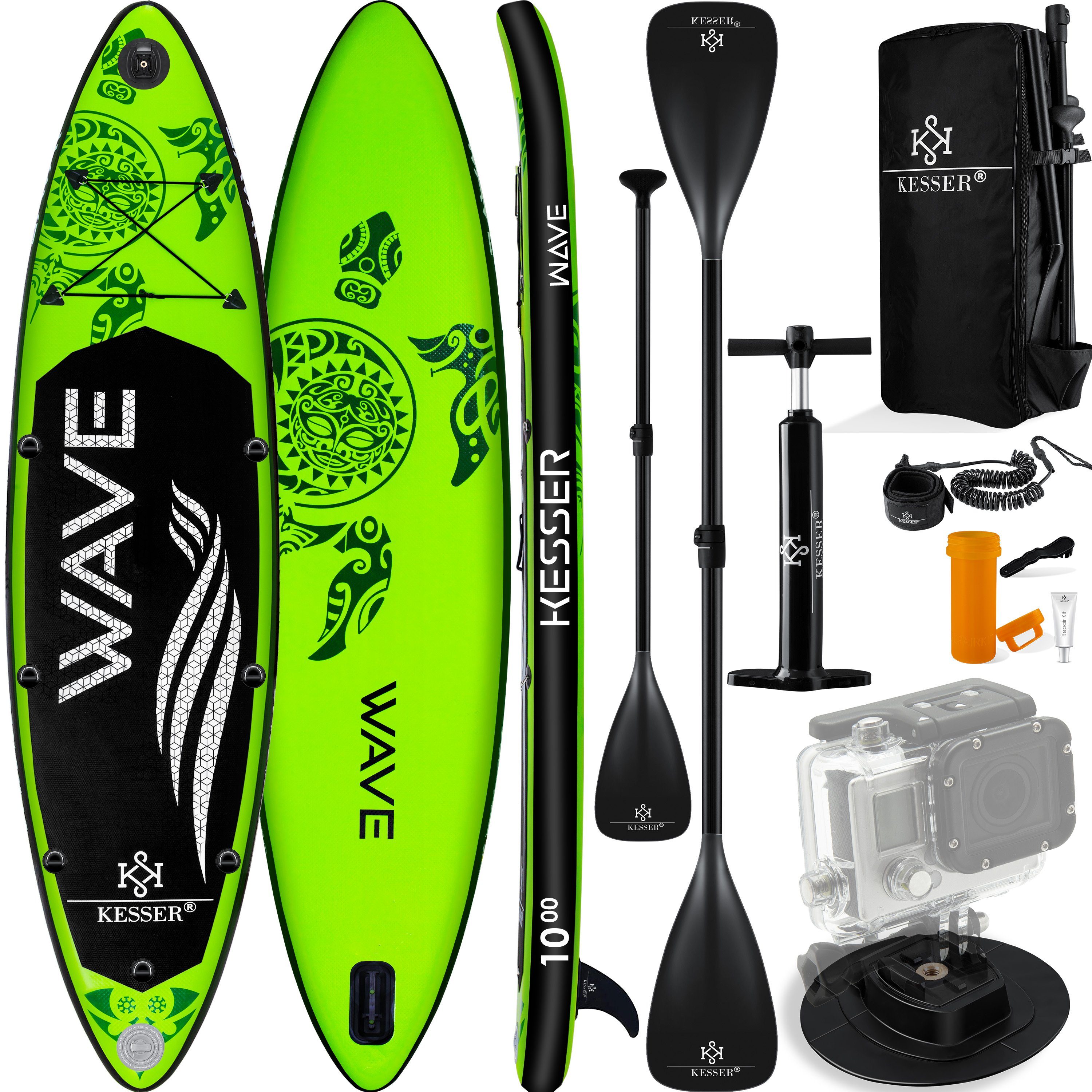 KESSER® Paddle - 3-teilig Für Kayak SUP Stand-Up Paddling Board Stechpaddel Verstellbar Teleskop 165cm 215cm Aluminum Fuer Stand Up Paddel Kajakfahren Surfboard Boot Anti Rutsch Stecksystem Blau