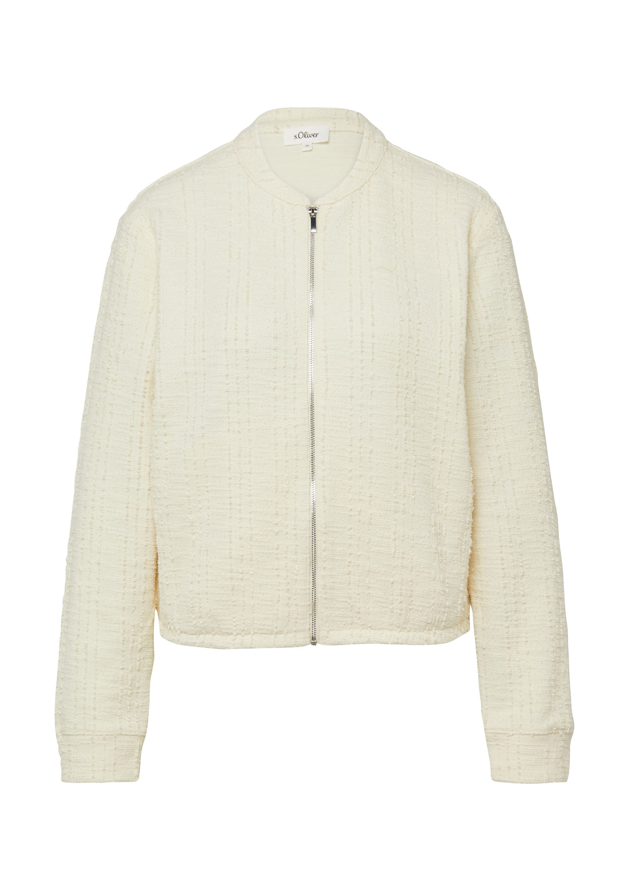 s.Oliver Sweatjacke Sweatshirt Jacke Strukturierte Sweatshirt-Jacke mit Tas günstig online kaufen