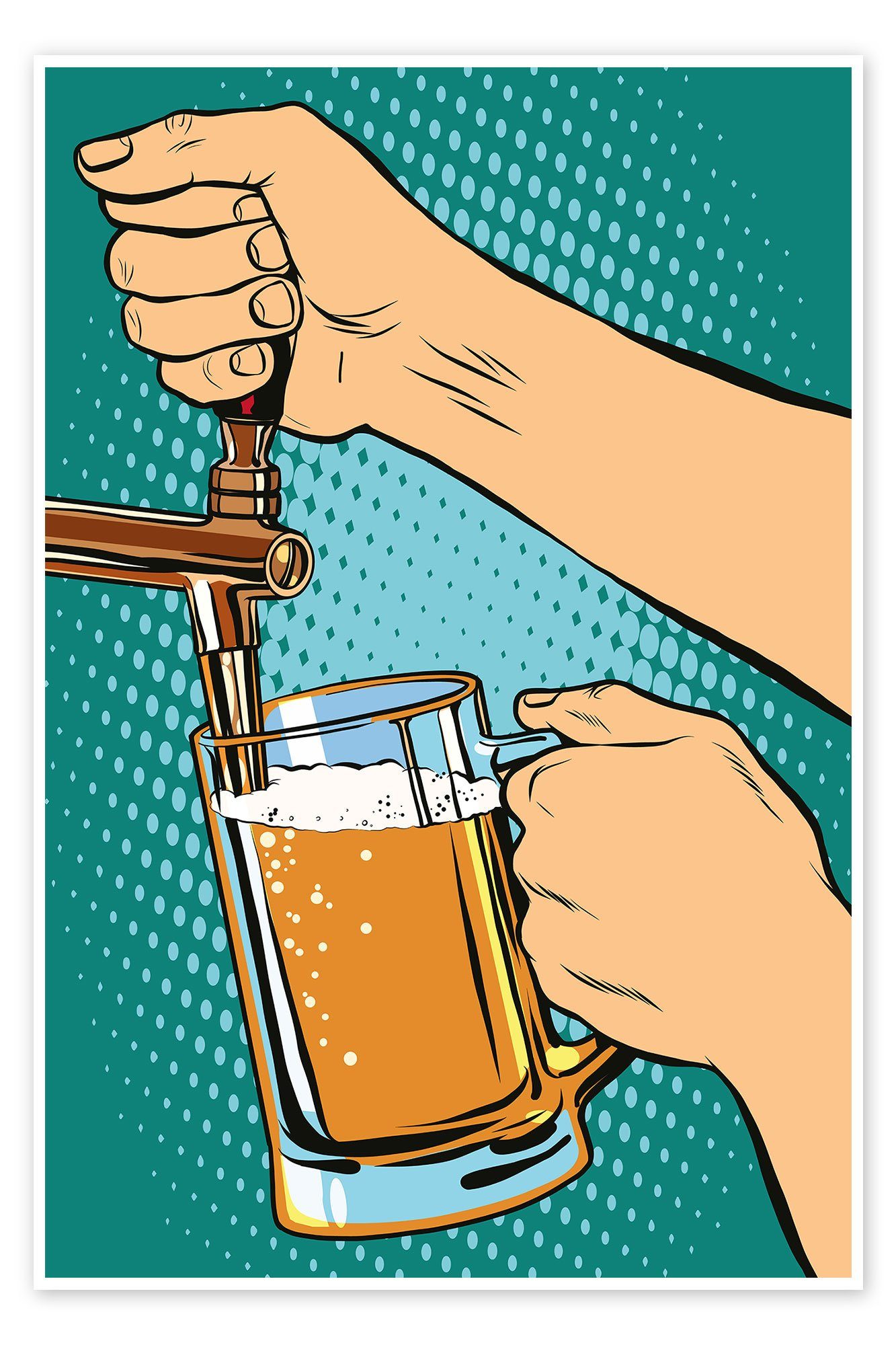 Posterlounge Poster Editors Choice, Bier zapfen, Illustration