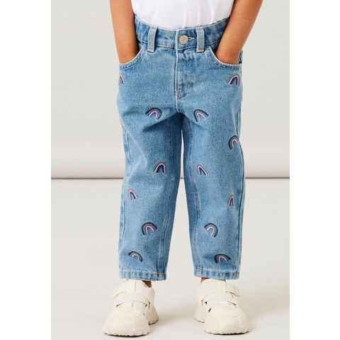 Name It Mom-Jeans NMFBELLA MOM JEANS 1250-TE NOOS mit Motiv Stickerei