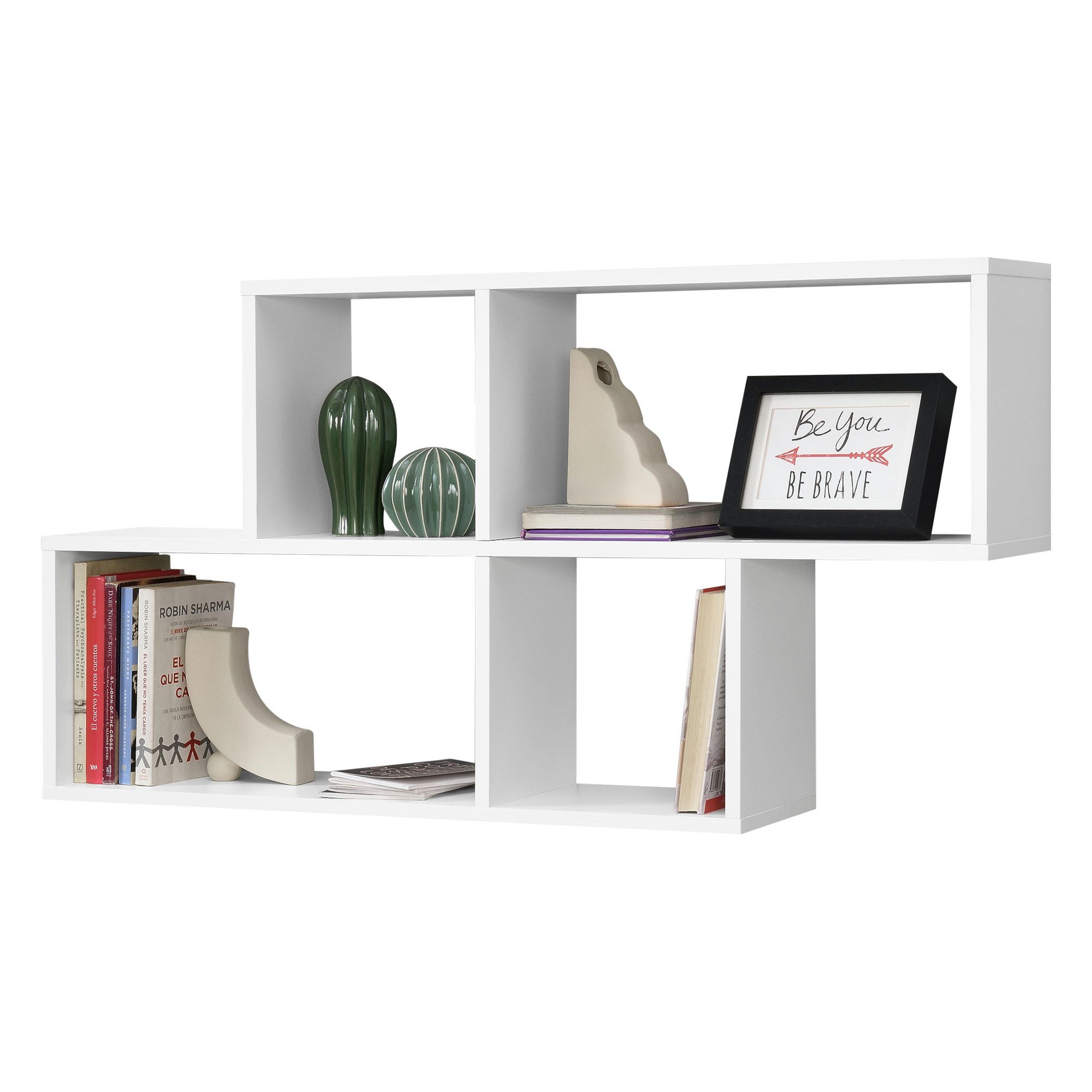 en.casa Wandregal, »Bryne« Bücherregal 100x19,5x53cm Weiß günstig online kaufen