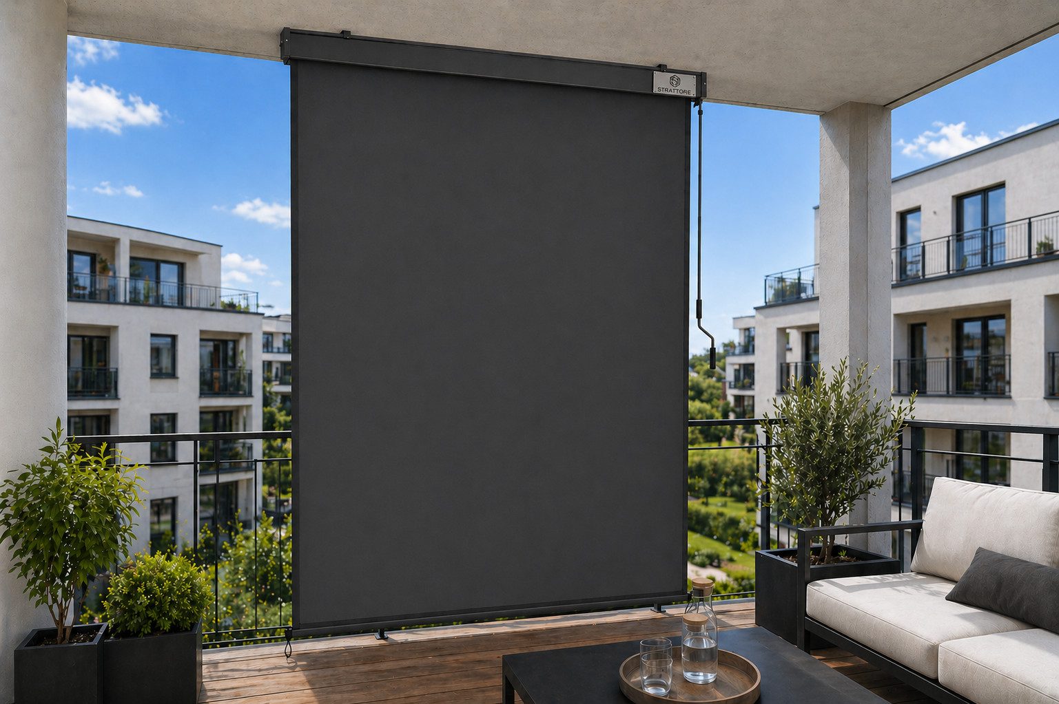 Strattore Balkonsichtschutz Ausziehbare Senkrechtmarkise Markise 120 x 250 cm - Anthrazit