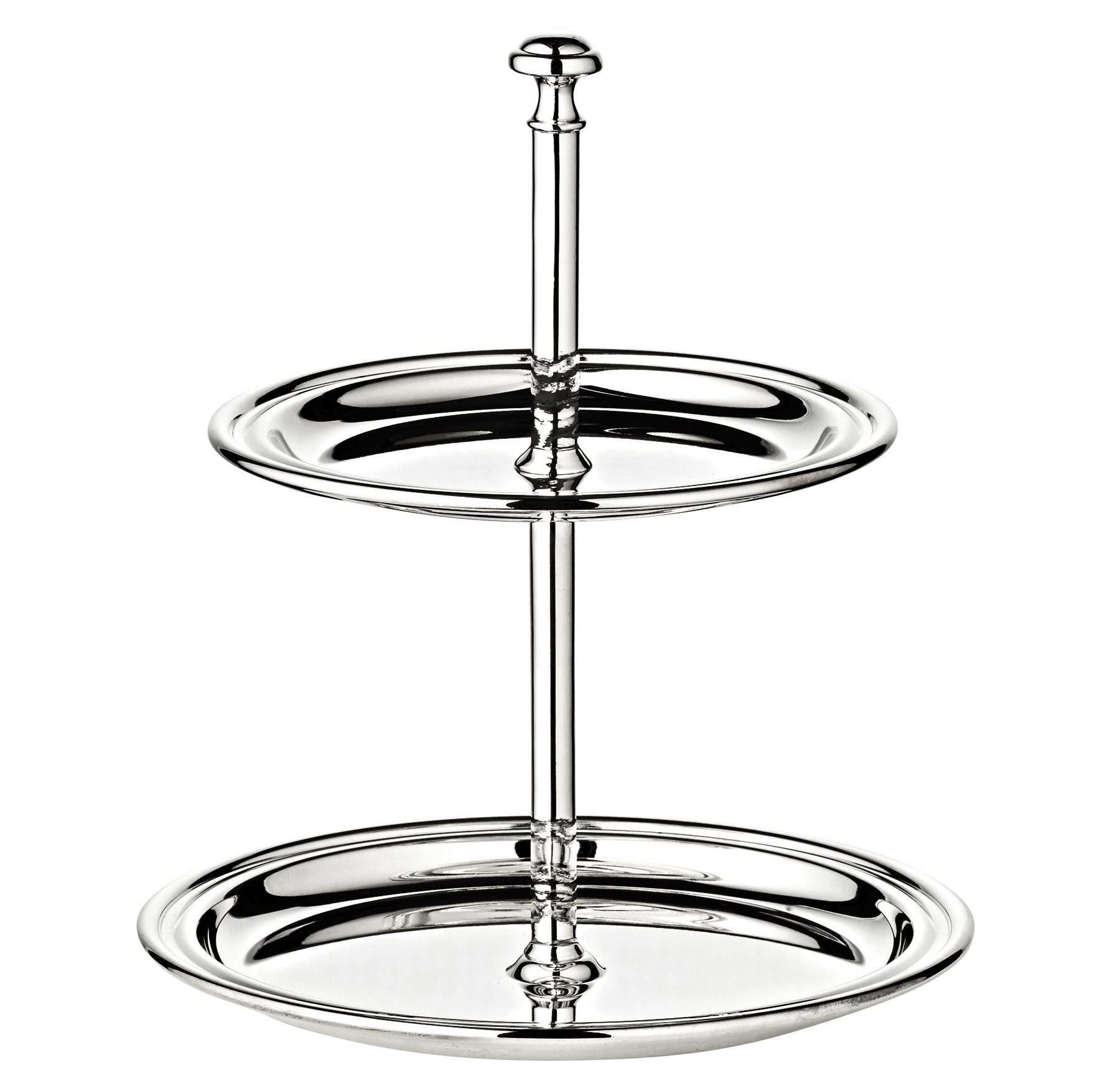 EDZARD Etagere Faden, Stahl, Silber-Optik, 2-stöckig, Edelstahl, hochglanzpoliert, H 16 cm