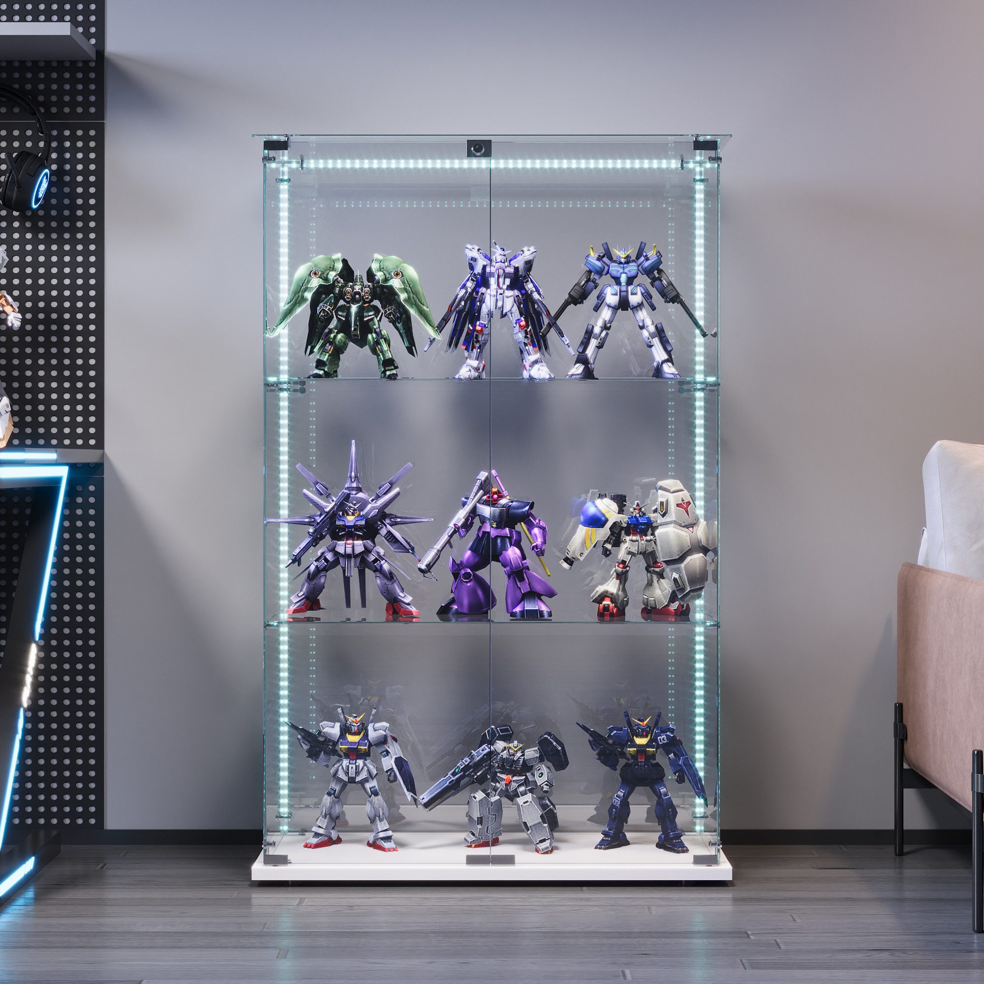 FUROKOY Glasvitrine Standvitrinen, Vitrine aus gehärtetem günstig online kaufen