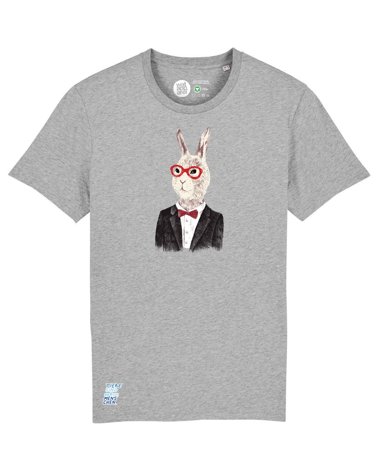 wat? Apparel Print-Shirt Hase (1-tlg) grau meliert