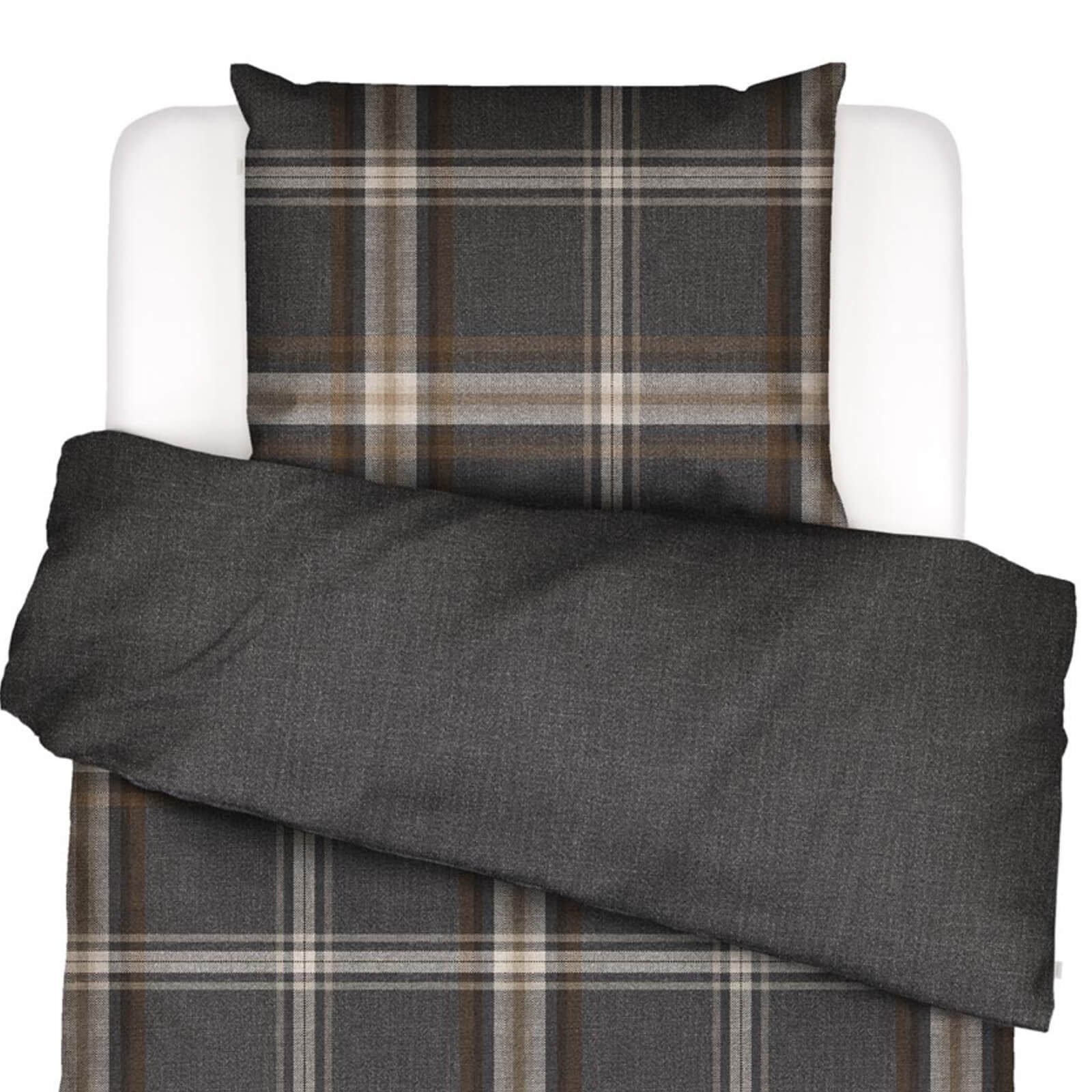 Essenza Bettwäsche Valentina Grey Flanell, Flanell, 2 teilig, kariert, Lini günstig online kaufen